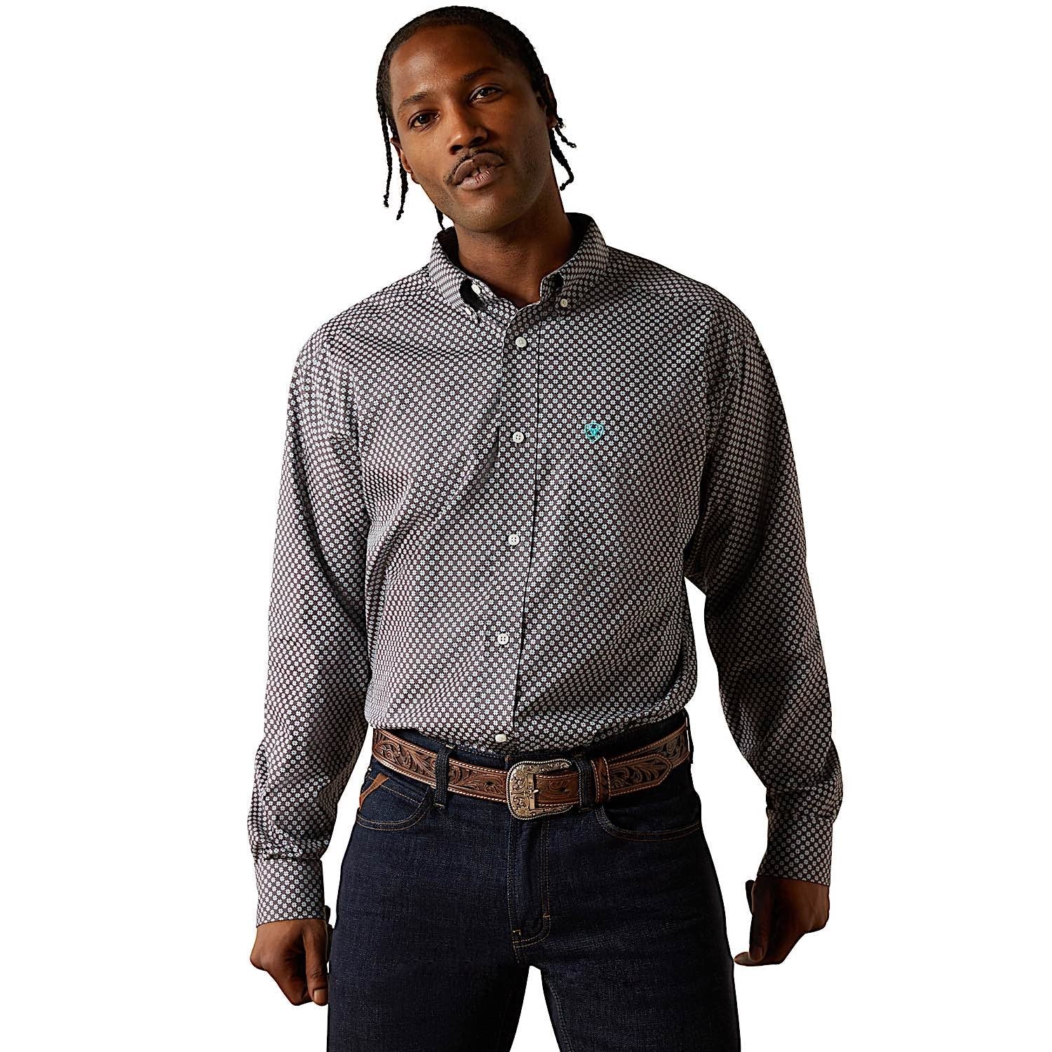 Ariat Men's Wrinkle Free Caleb Classic Fit Shirt - Dark Grey