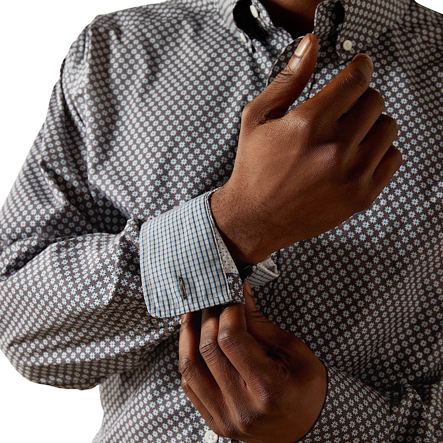 Ariat Men's Wrinkle Free Caleb Classic Fit Shirt - Dark Grey - Image 4