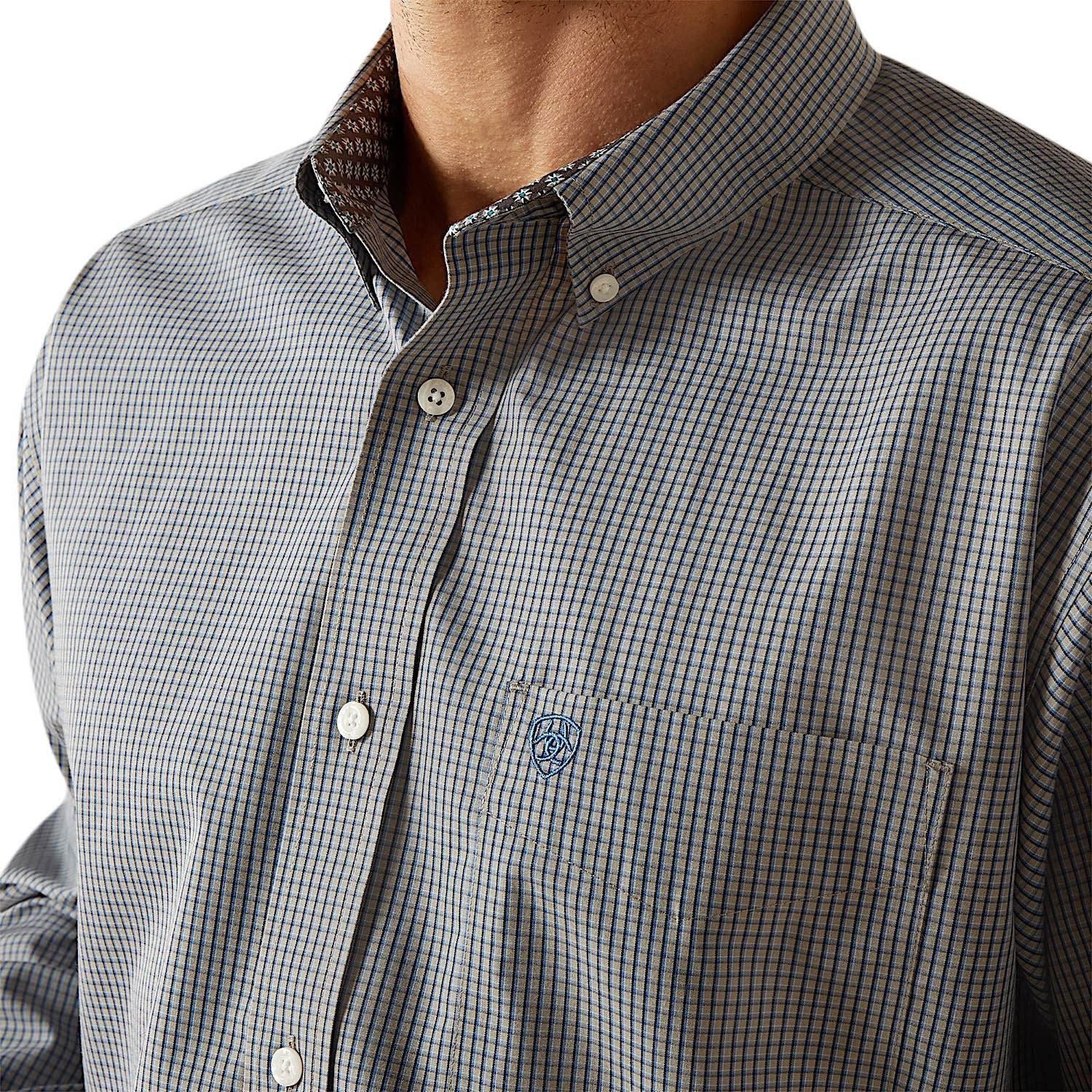 Ariat Men's Wrinkle Free Clayton Classic Fit Shirt - Light Grey - Image 4