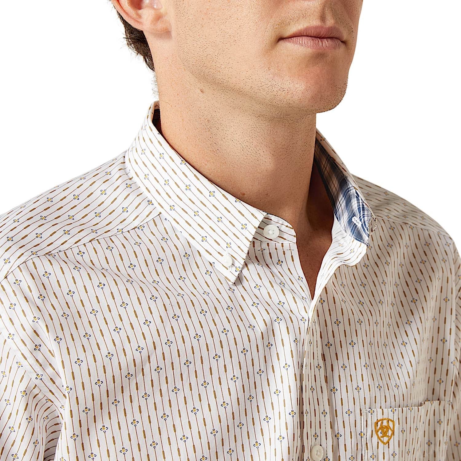 Ariat Men's Wrinkle Free Dewitt Fitted Shirt - Cream - Image 4