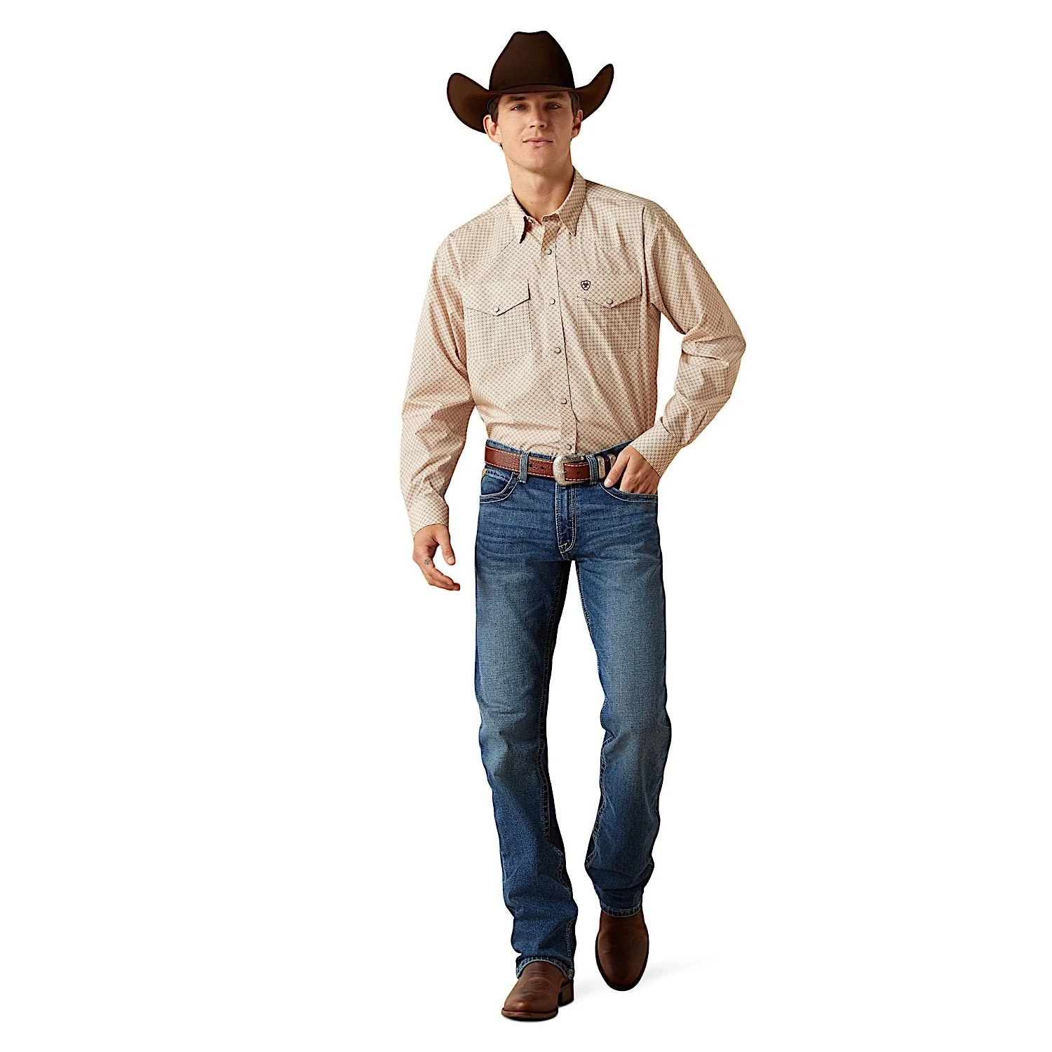 Ariat Men's Wrinkle Free Eddie Classic Fit Shirt - Off White - Image 3