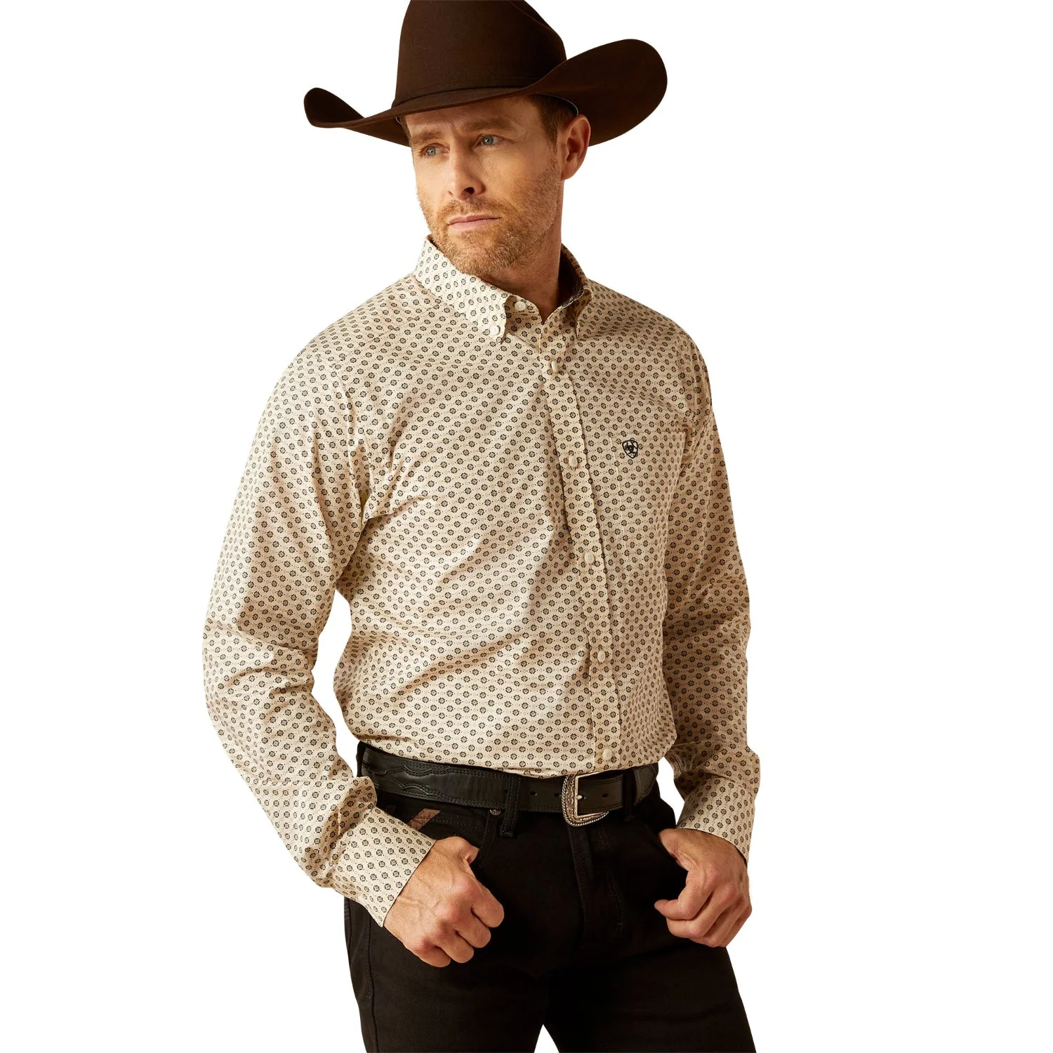 Ariat Men's Wrinkle Free Fraiser Classic Fit Shirt - Cream