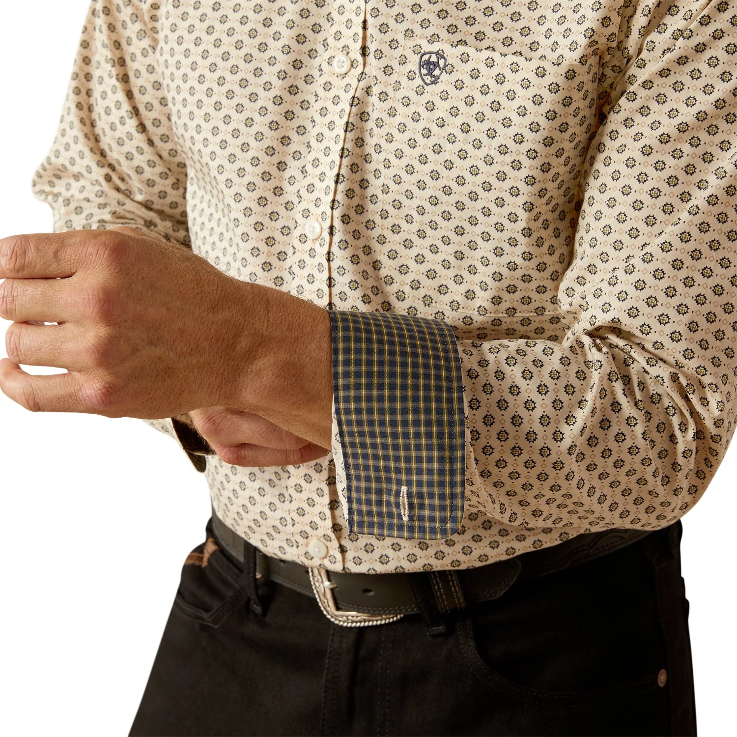 Ariat Men's Wrinkle Free Fraiser Classic Fit Shirt - Cream - Image 4