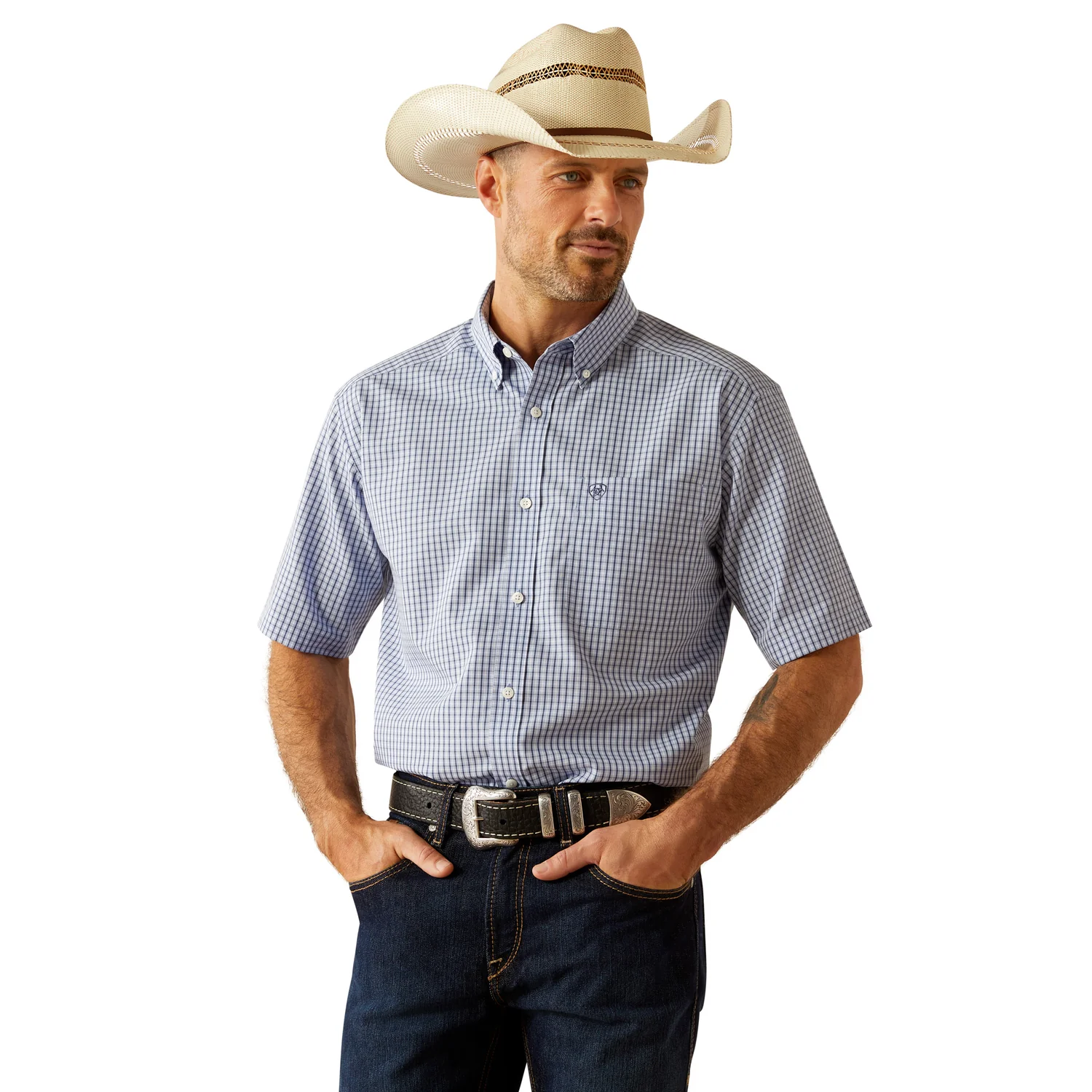 Ariat Men's Wrinkle Free Ozzy Classic Fit Shirt - Blue/White