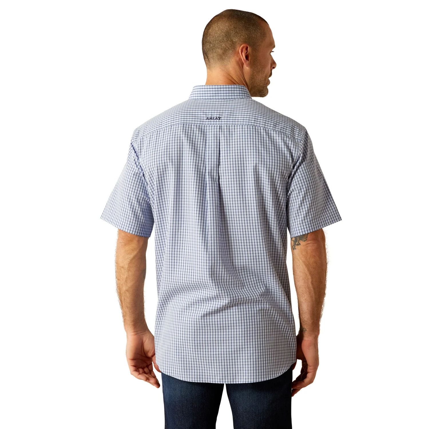 Ariat Men's Wrinkle Free Ozzy Classic Fit Shirt - Blue/White - Image 2
