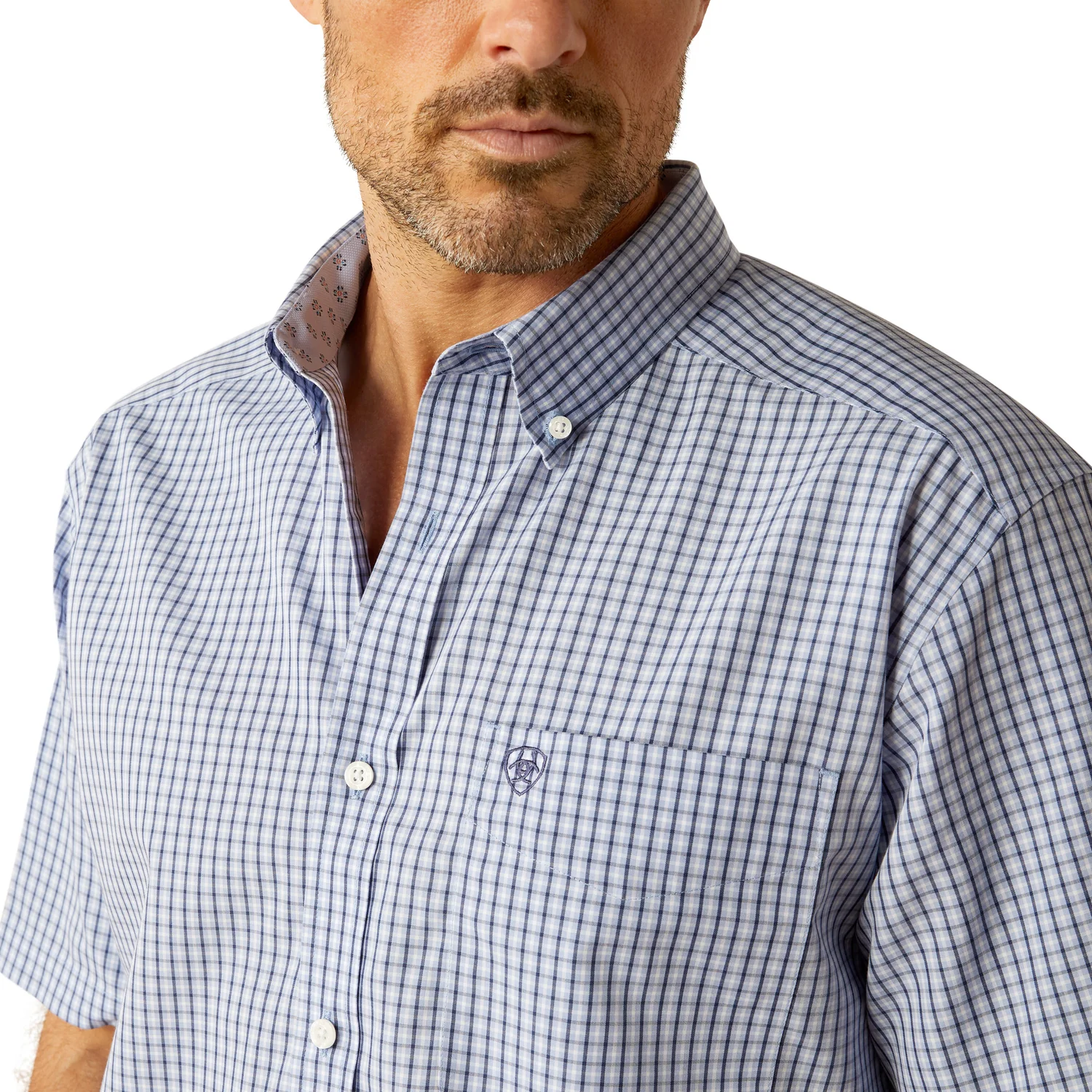 Ariat Men's Wrinkle Free Ozzy Classic Fit Shirt - Blue/White - Image 3