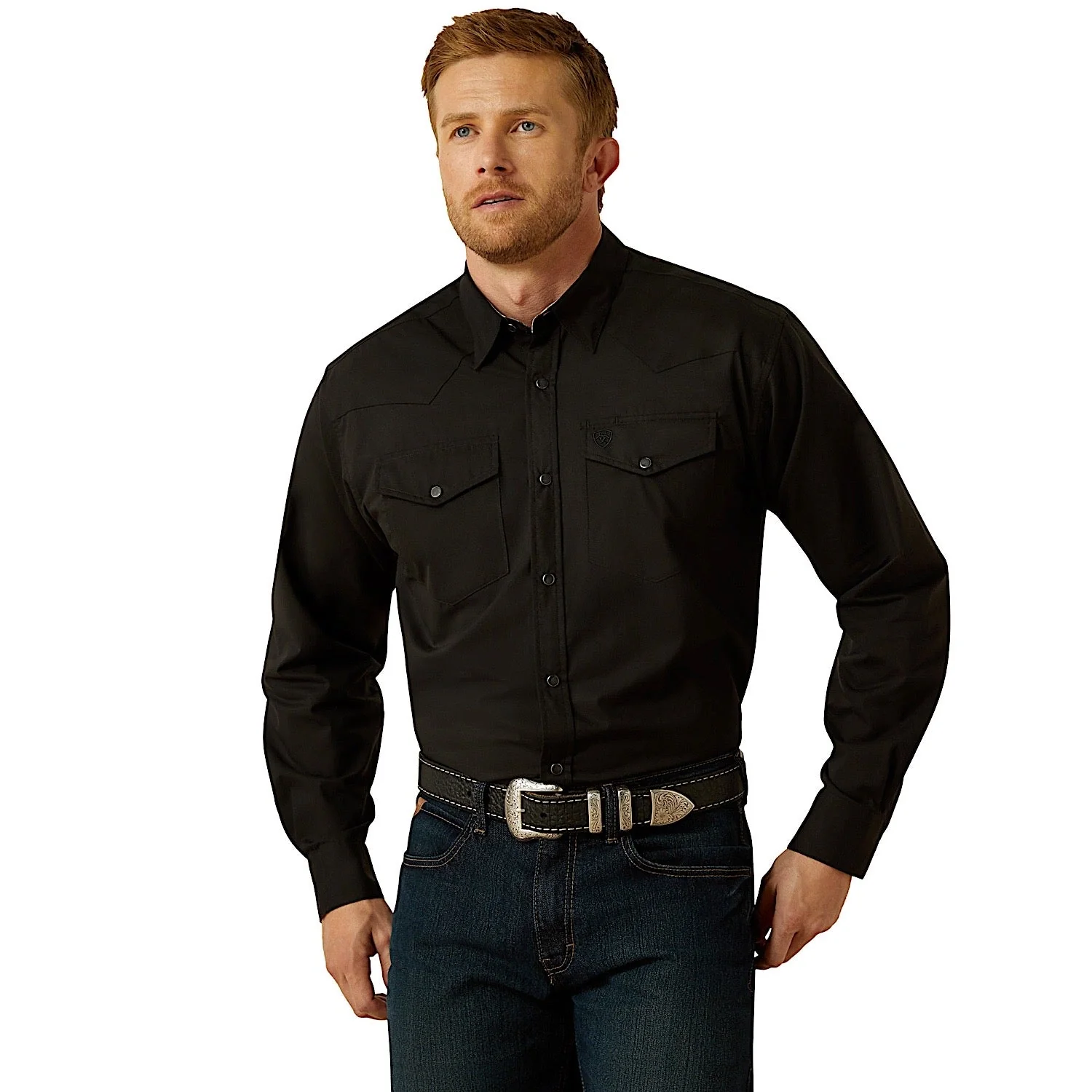 Ariat Men's Wrinkle Free Refined Slub Classic Fit Shirt - Black