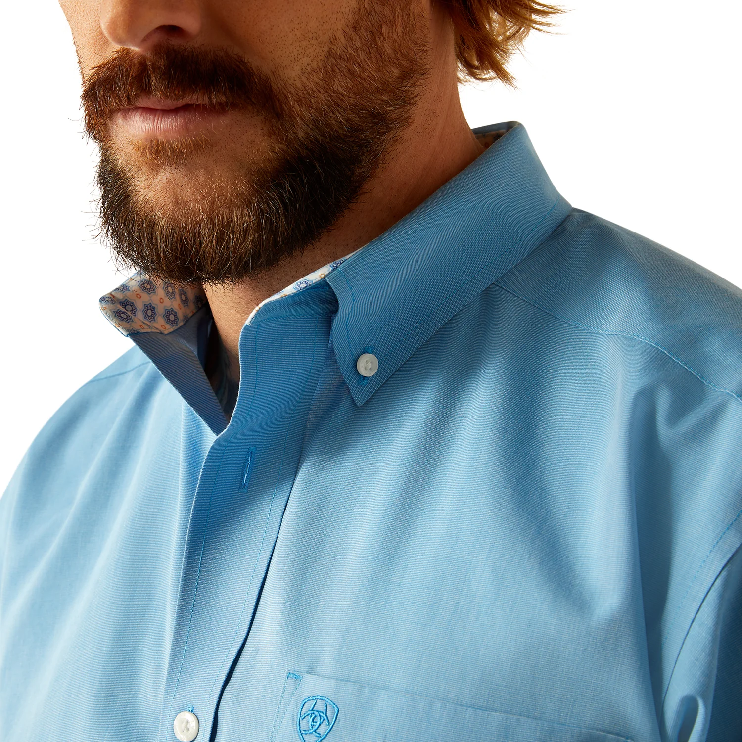 Ariat Men's Wrinkle Free Solid Classic Fit Shirt - Blue - Image 3