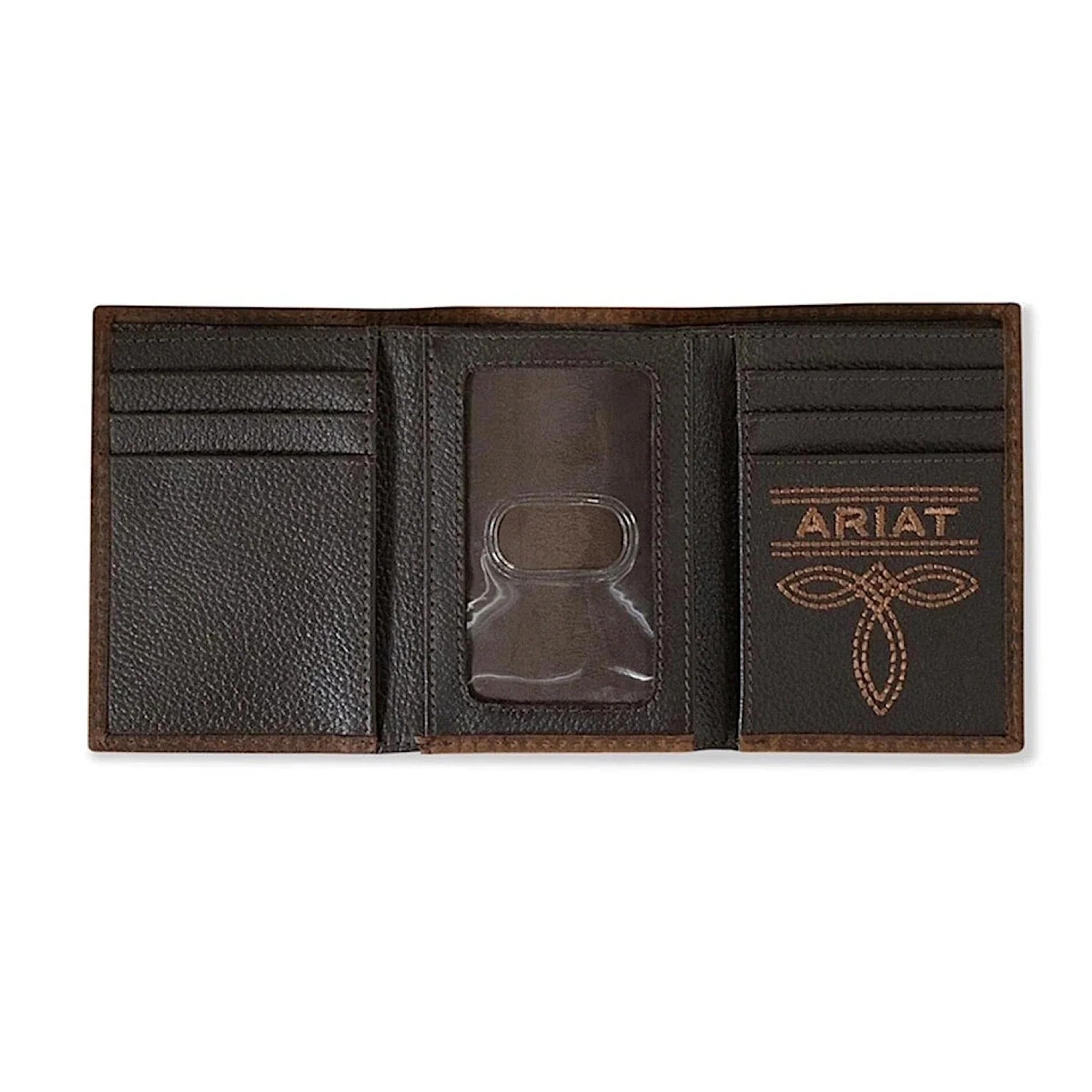Ariat Trifold Wallet Rodeo Bullhide Ariat Emblem - Brown - Image 2
