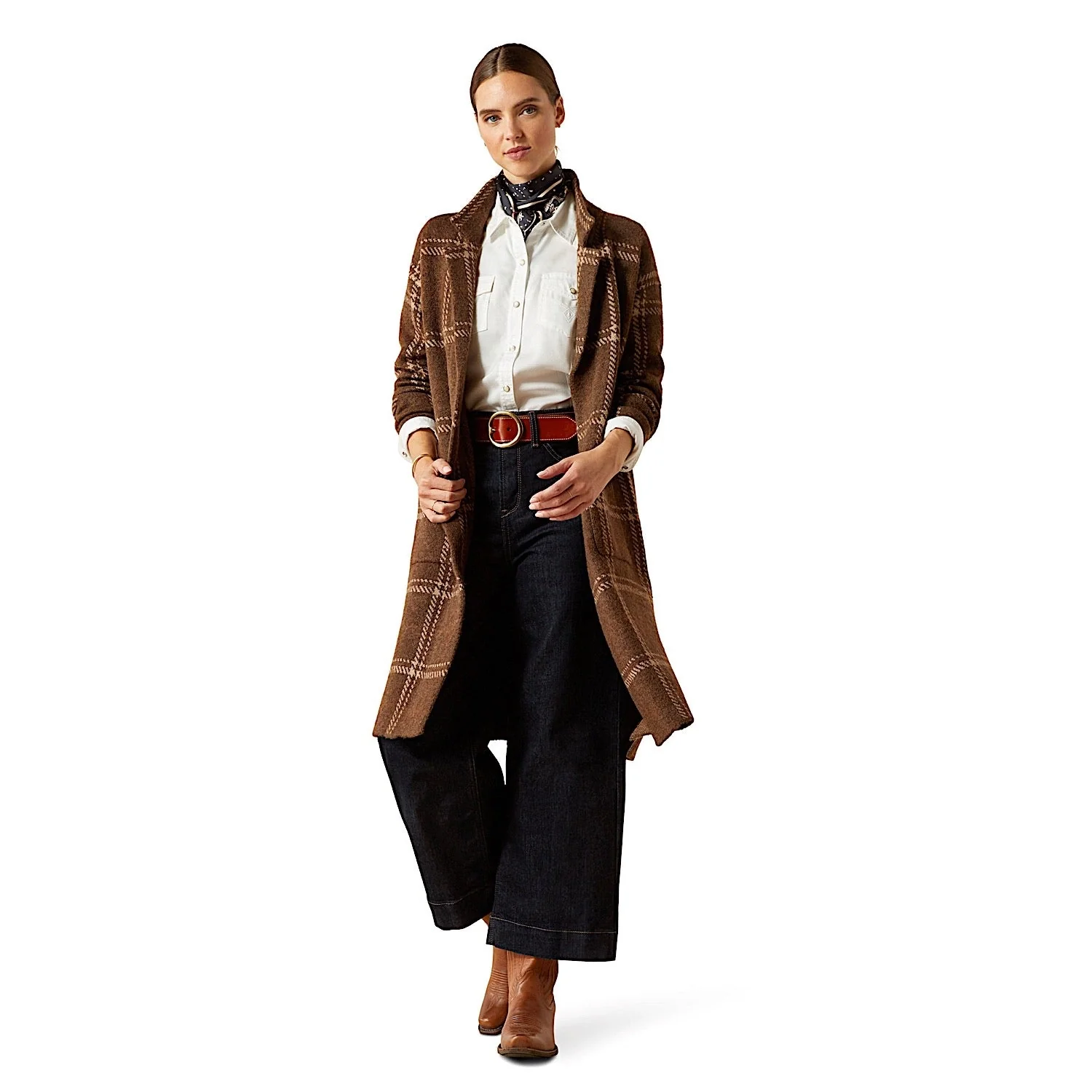 Ariat Women's Ballston Cardigan - Sorrel Horse Plaid