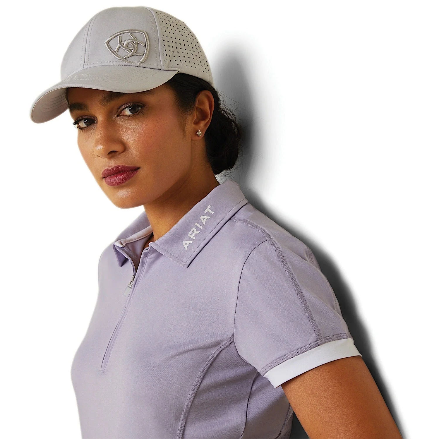 Ariat Womens Bandera 1/4 Zip SS Polo Heirloom Lilac - Image 3