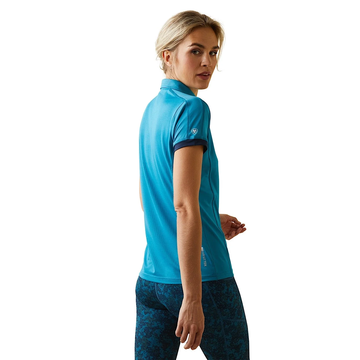 Ariat Womens Bandera 1/4 Zip SS Polo Mosaic Blue - Image 4