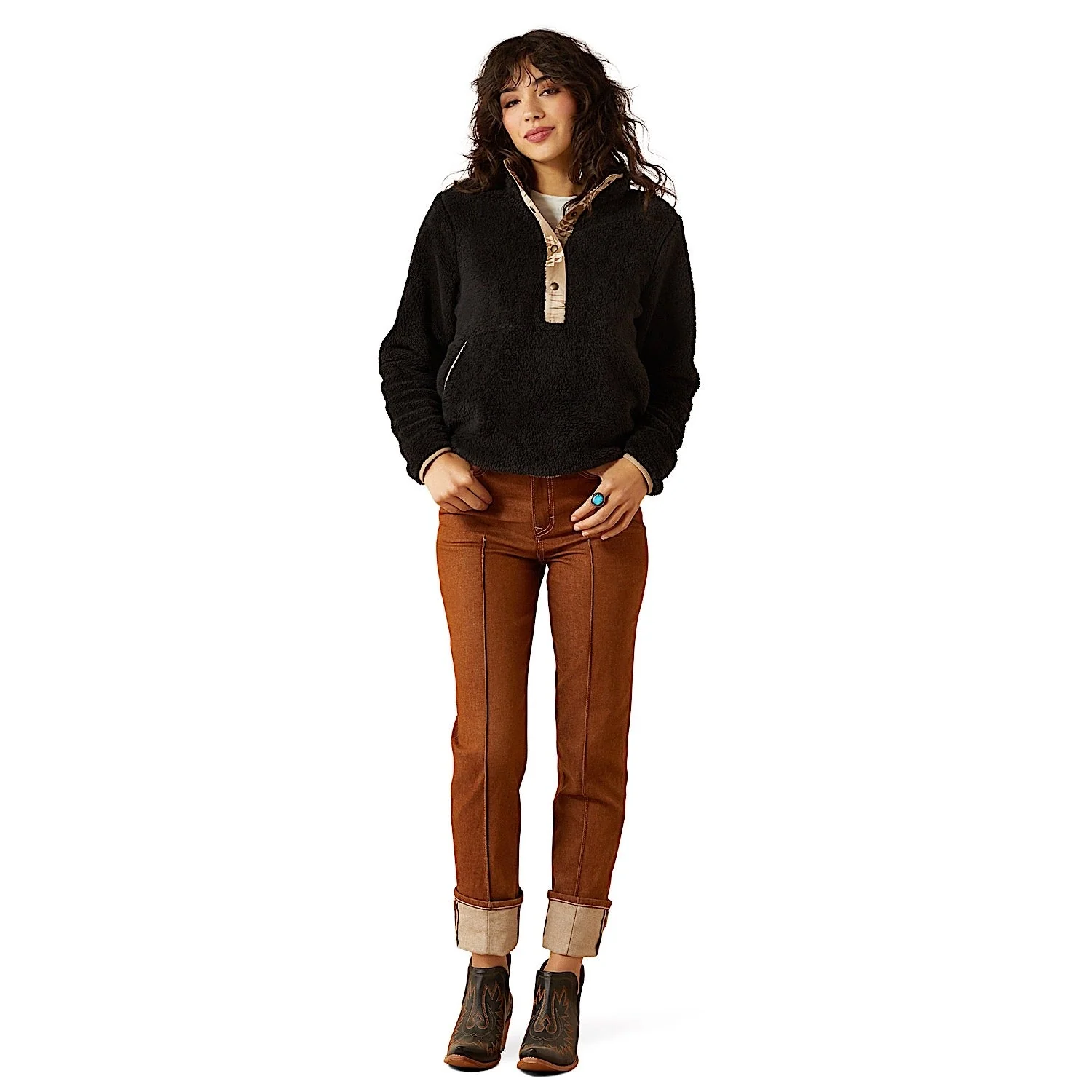 Ariat Women's Berber Snap Front Sweatshirt - Black - Image 3