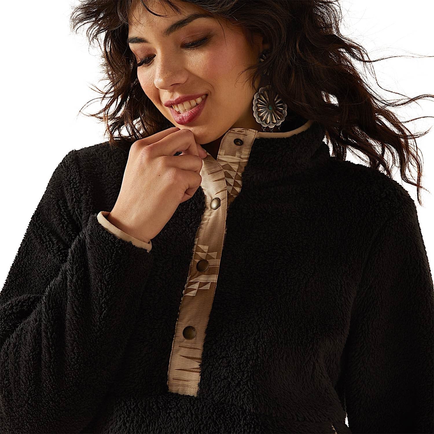 Ariat Women's Berber Snap Front Sweatshirt - Black - Image 4