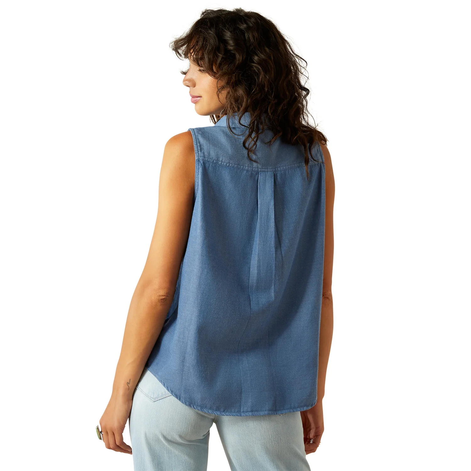 Ariat Women's Billie Jean Sleeveless Shirt - Light Blue - Image 2