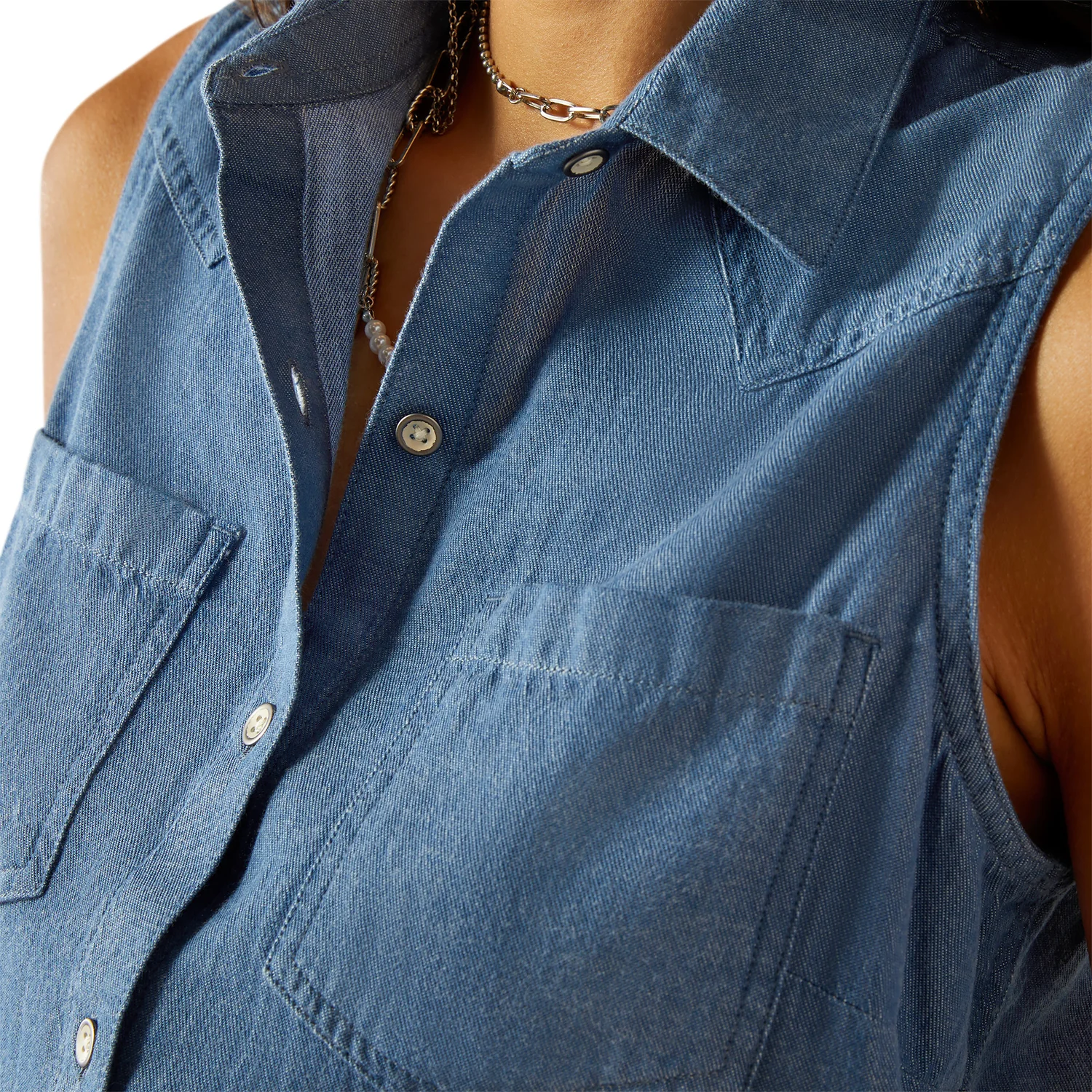 Ariat Women's Billie Jean Sleeveless Shirt - Light Blue - Image 3