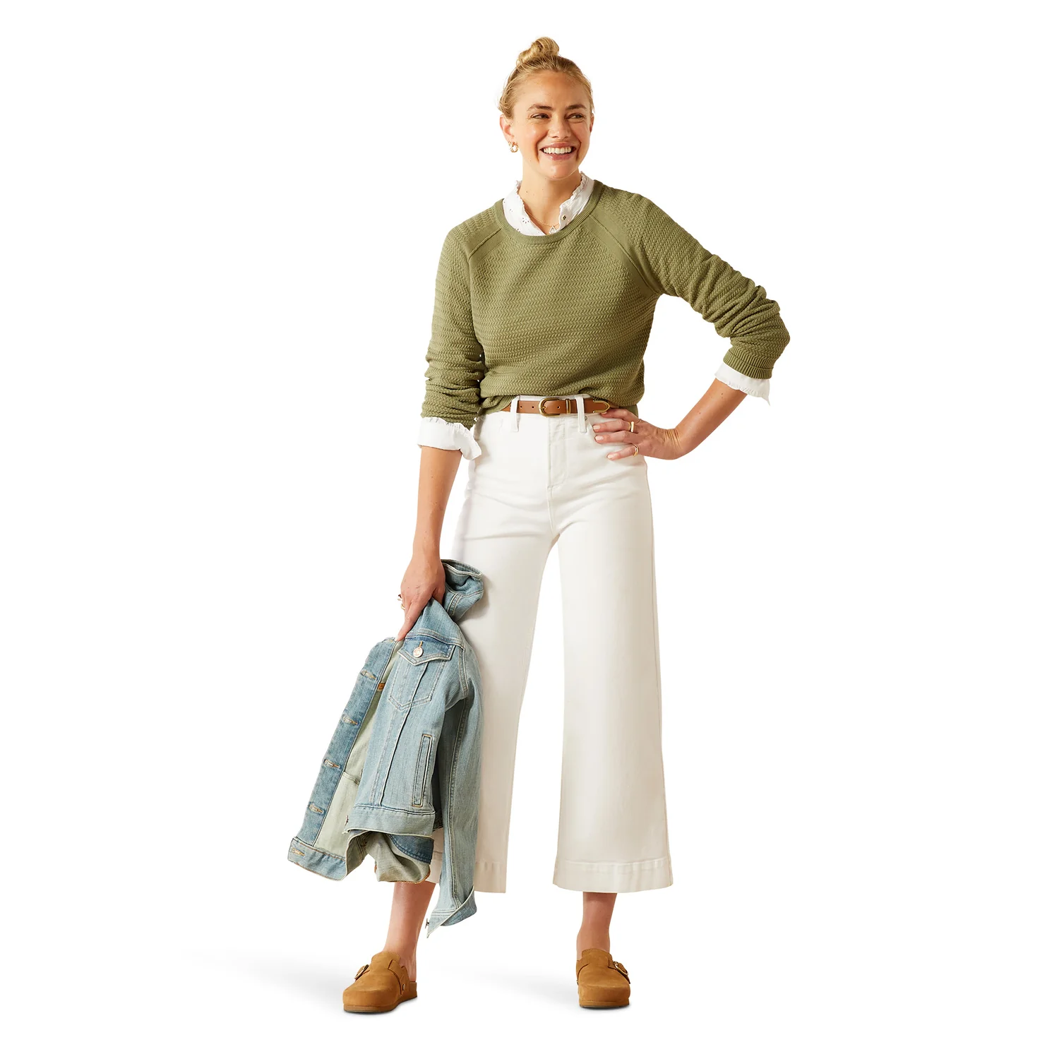 Ariat Women's Cambeck Sweater - Oil Green - Image 4