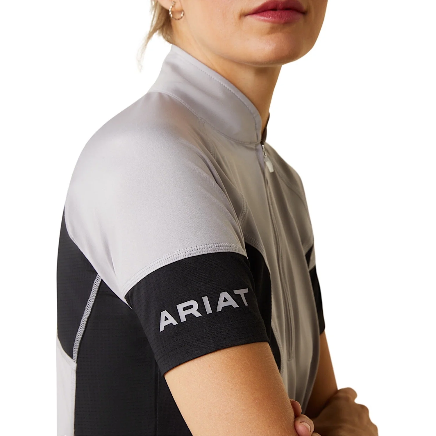Ariat Womens Cambria S/S Jersey 1/4 Zip Silver Sconce/Black - Image 4