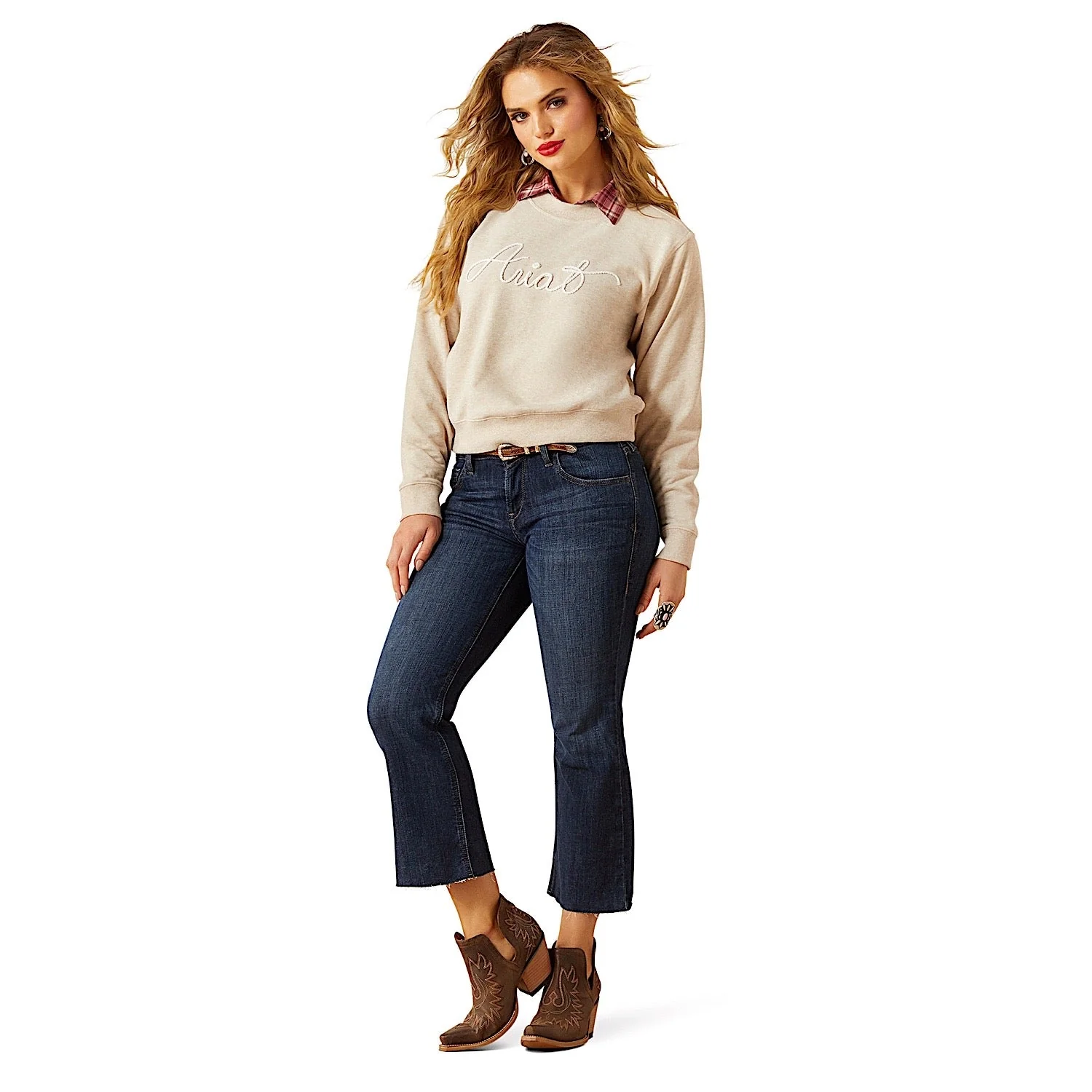 Ariat Women's Essential Crew Sweatshirt - Oatmeal - Image 3