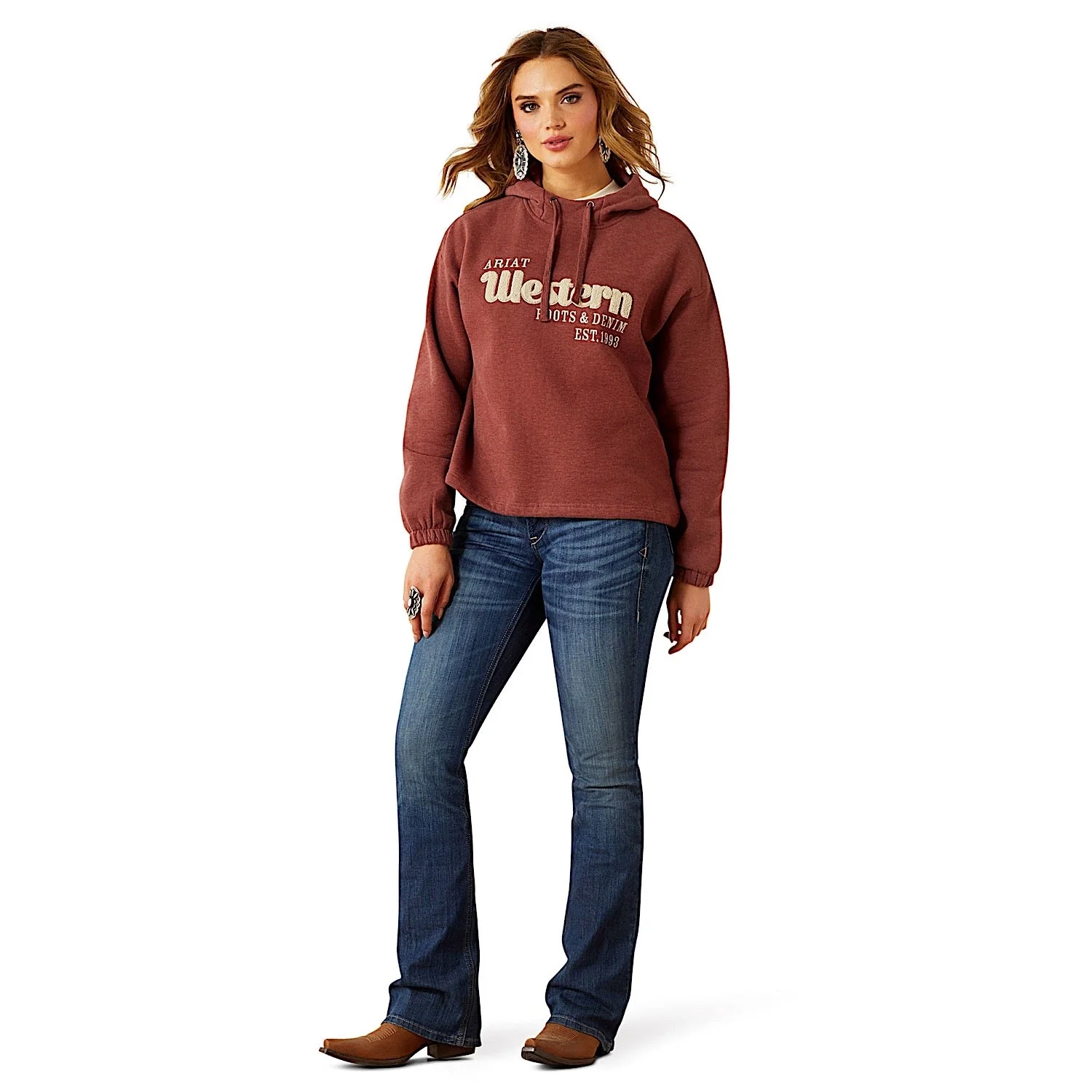 Ariat Women's Essential Hoodie - Burnt Russet Heather - Image 3