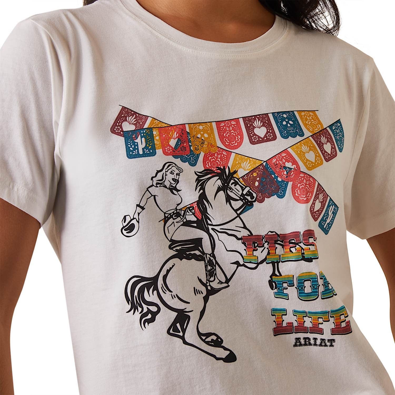 Ariat Womens Fiesta S/S T-Shirt Cloud Dancer - Image 3