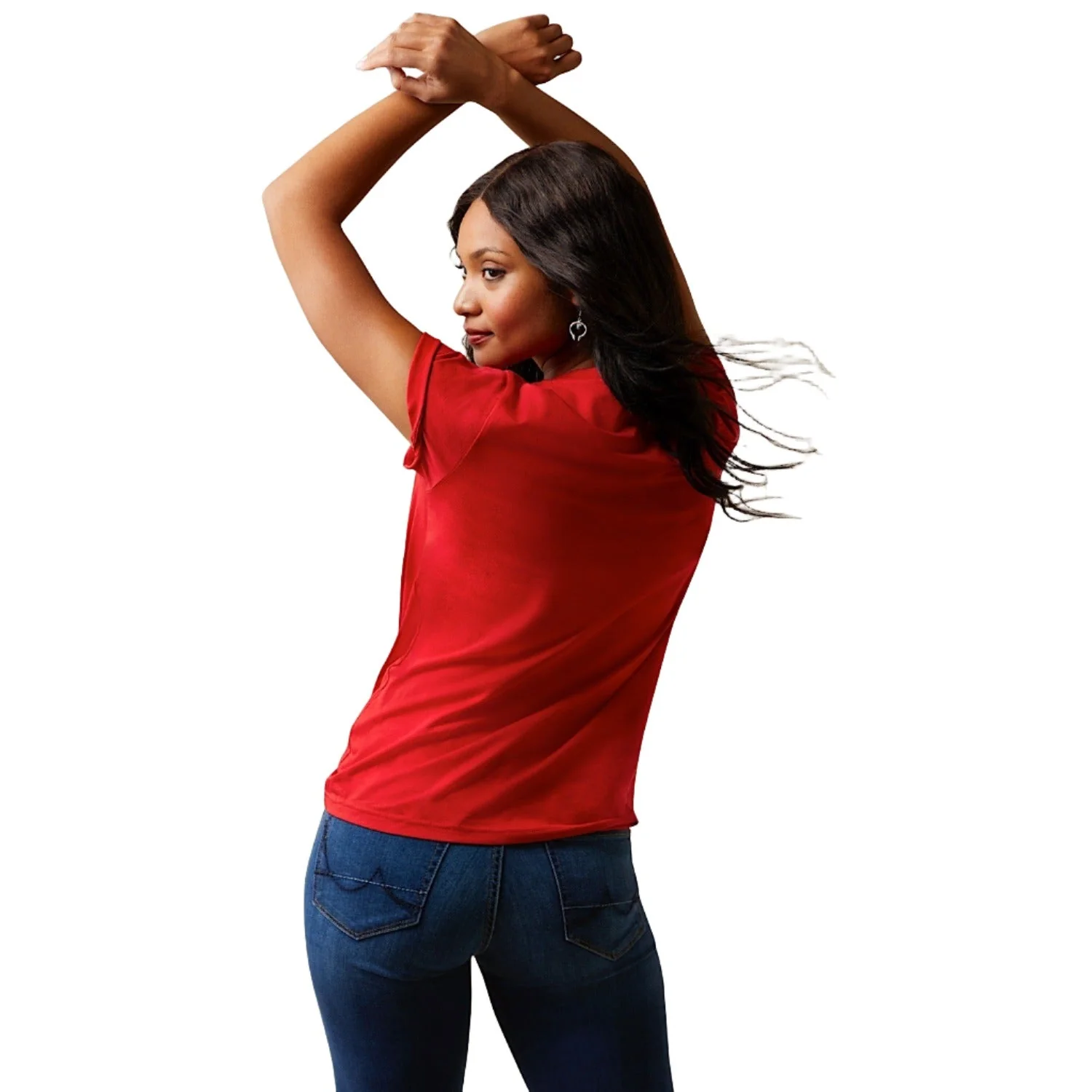Ariat Womens Flower Cow S/S Tee Equestrian Red - Image 2