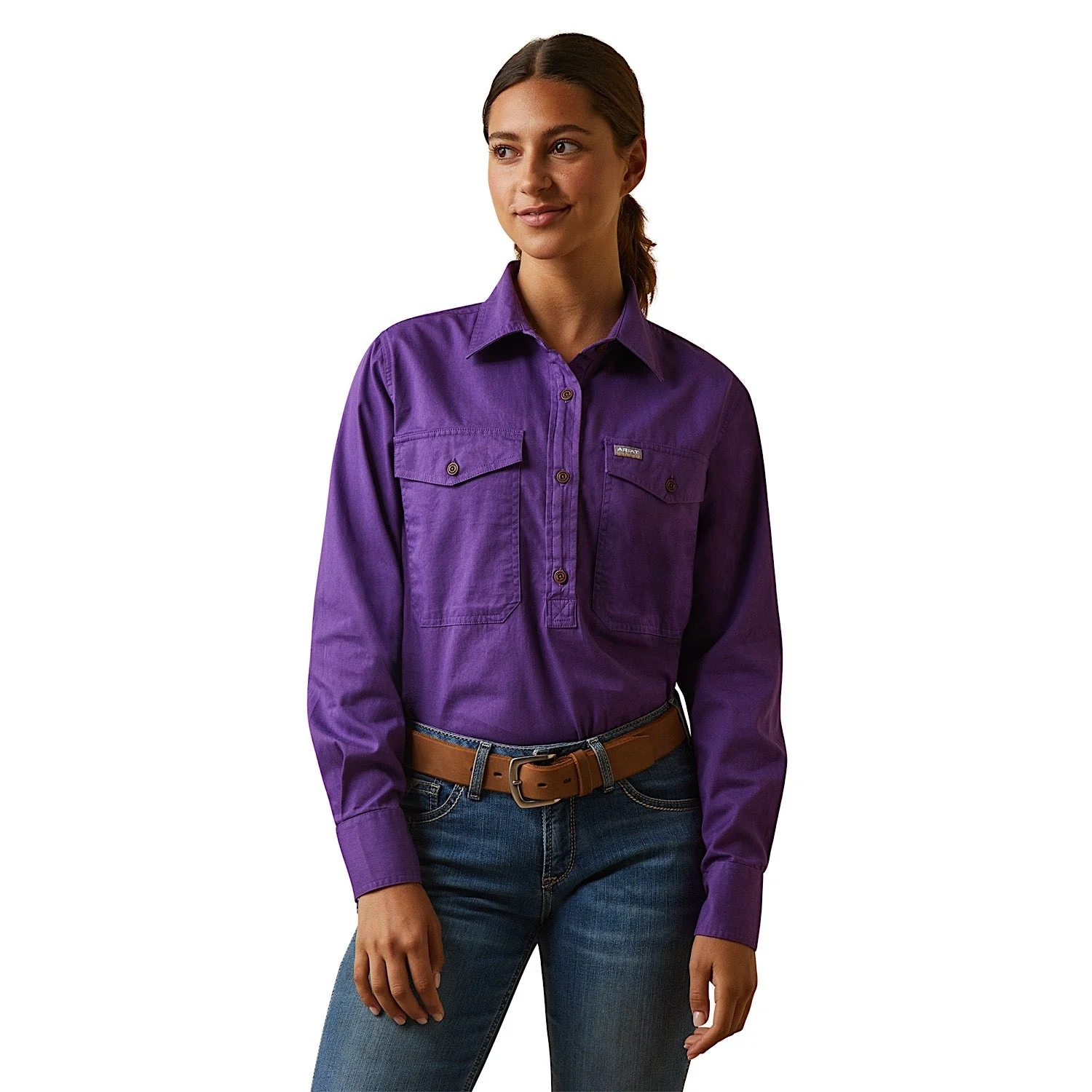 Ariat Women's Half Button L/S Workshirt Purple