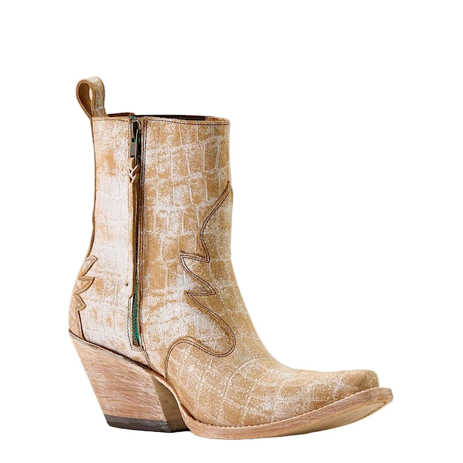 Ariat Women's Jade X Toe Heeled Ankle Boot - Distressed Crema - Image 6