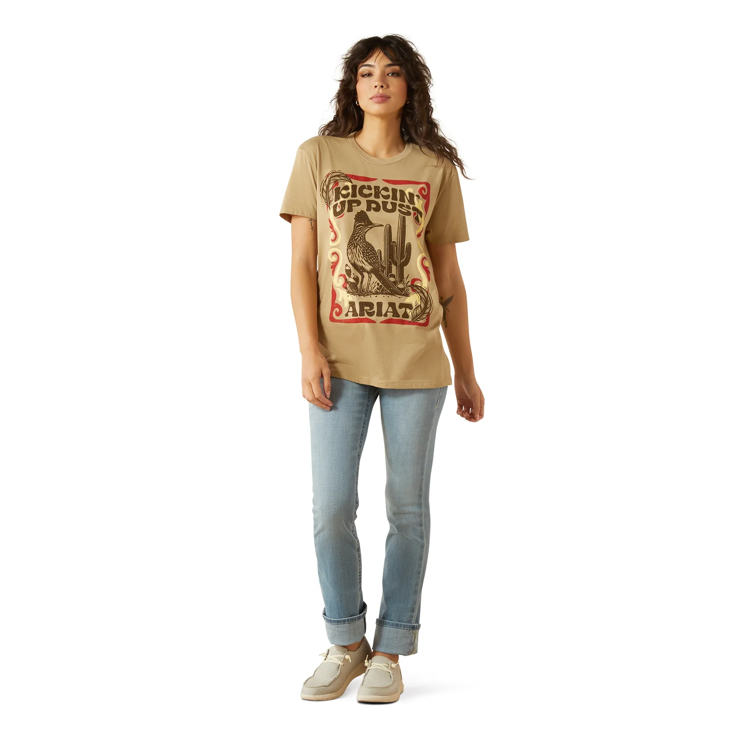 Ariat Women's Kickin Up Dust Tee - Sand - Image 4