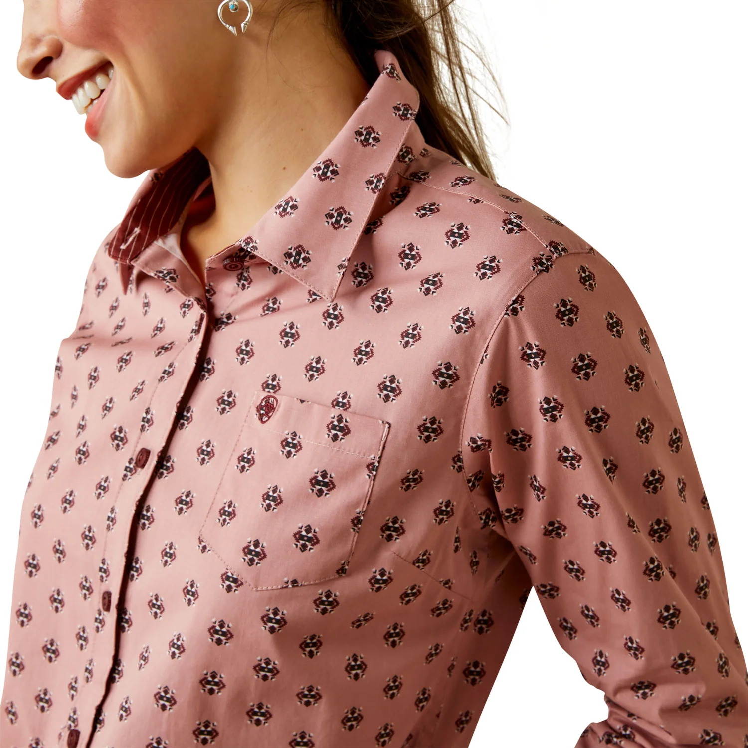 Ariat Womens Kirby L/S Shirt Red River Geo - Image 3