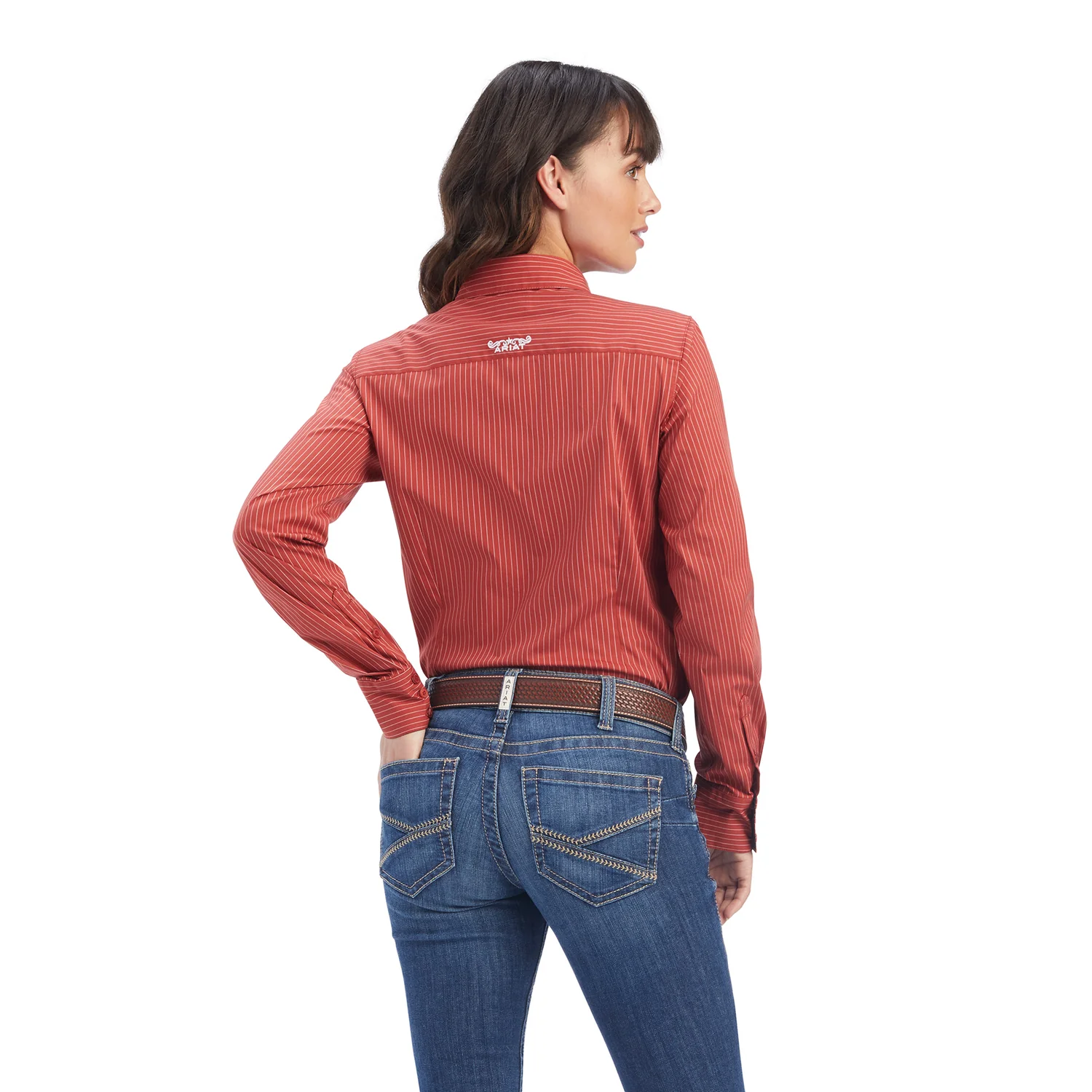 Ariat Women's Kirby Stretch Shirt - Bossa Nova/White Pinstripe - Image 2