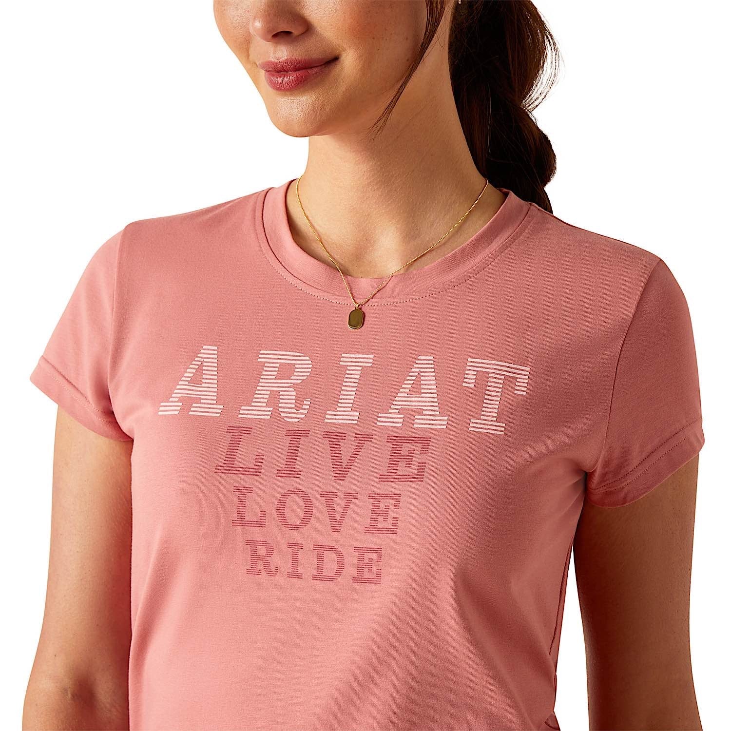 Ariat Women's Live Love Ride T-Shirt - Dusty Rose - Image 4