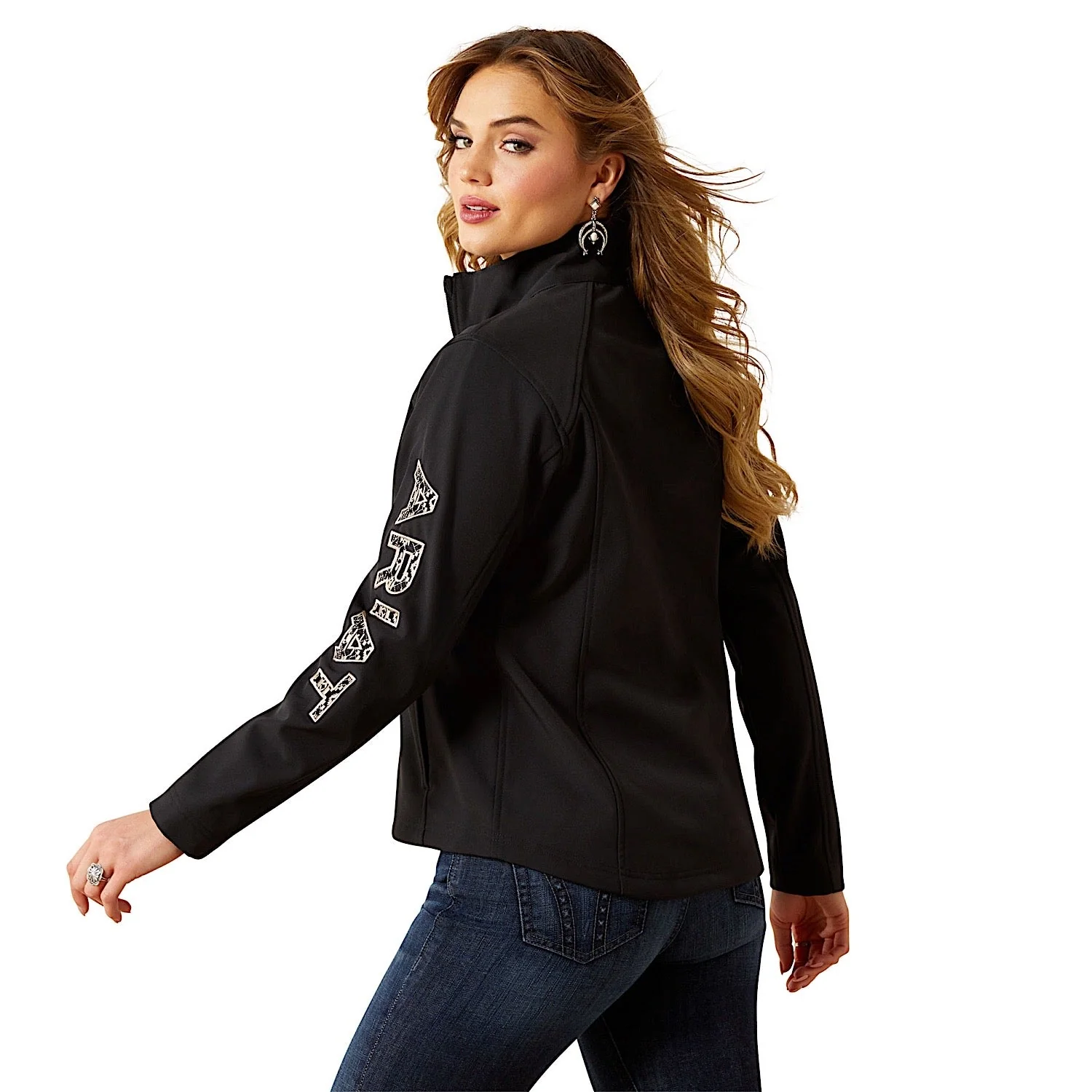 Ariat Women's Logo Softshell Jacket - Black/Southwest - Image 2