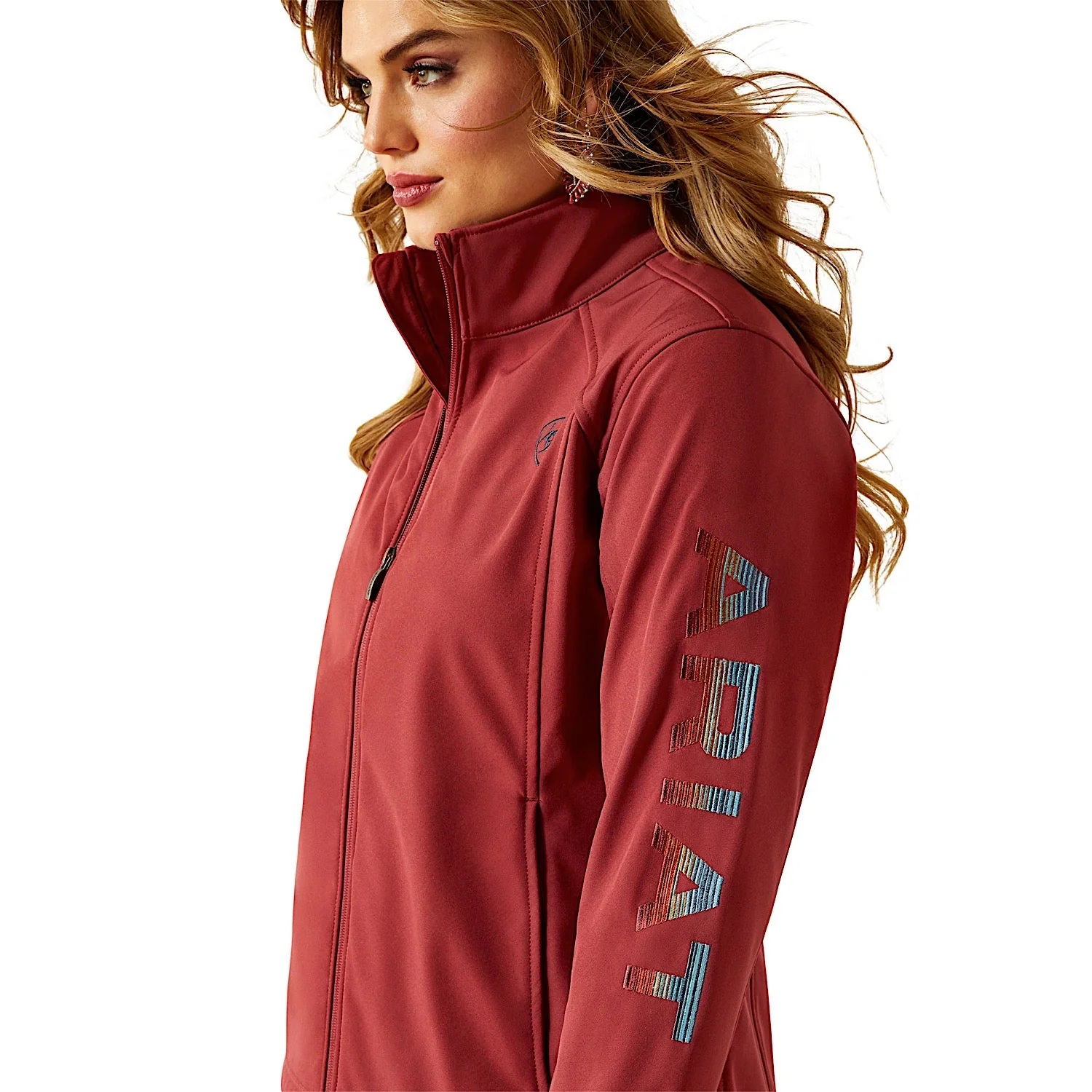 Ariat Women's Logo Softshell Jacket - Burnt Russet/Stripe - Image 4