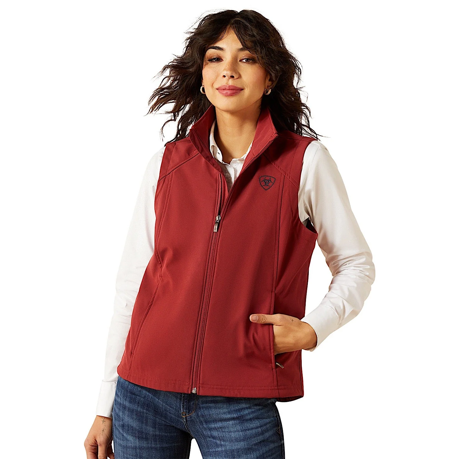 Ariat Women's Logo Softshell Vest - Burnt Russet / Stripe