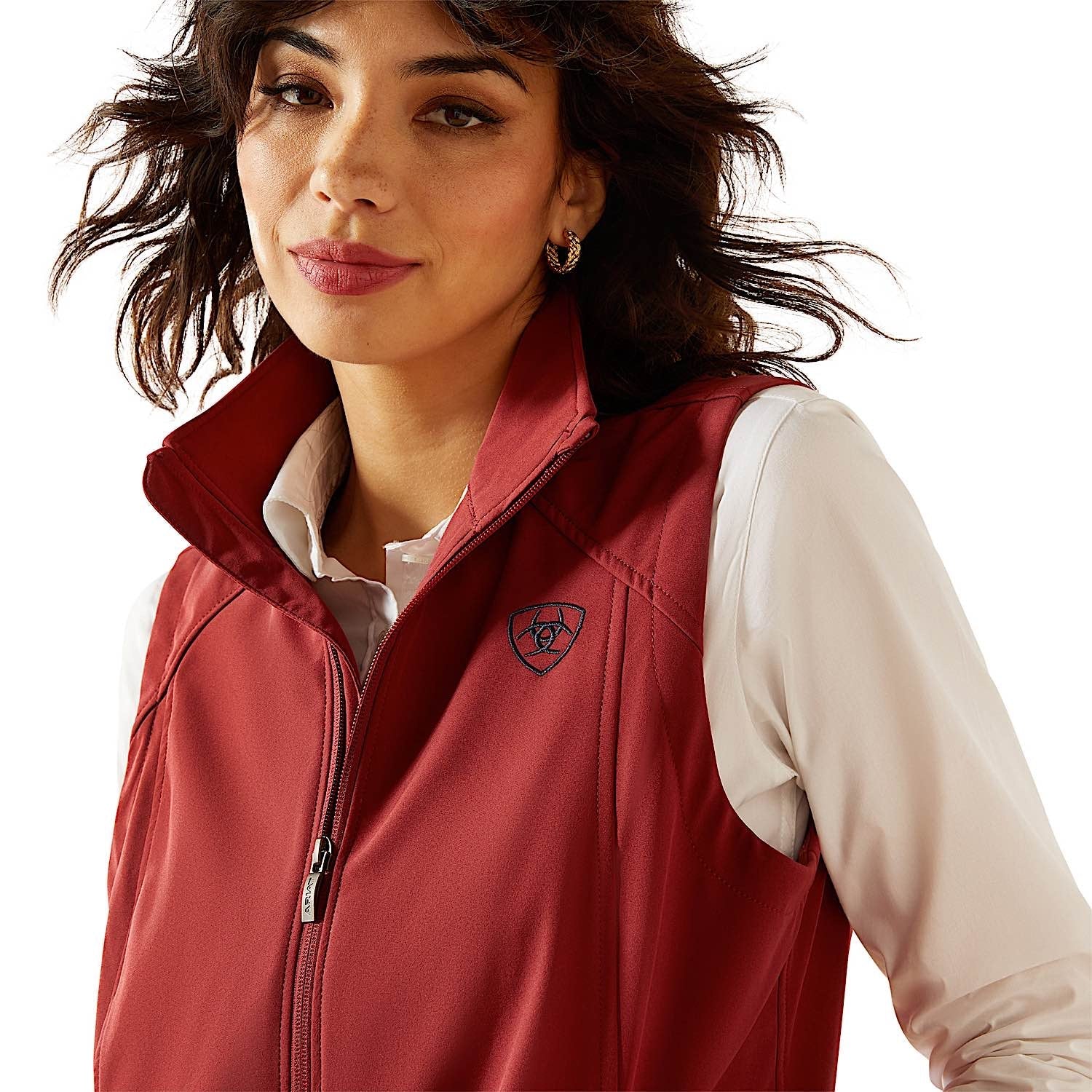 Ariat Women's Logo Softshell Vest - Burnt Russet / Stripe - Image 4