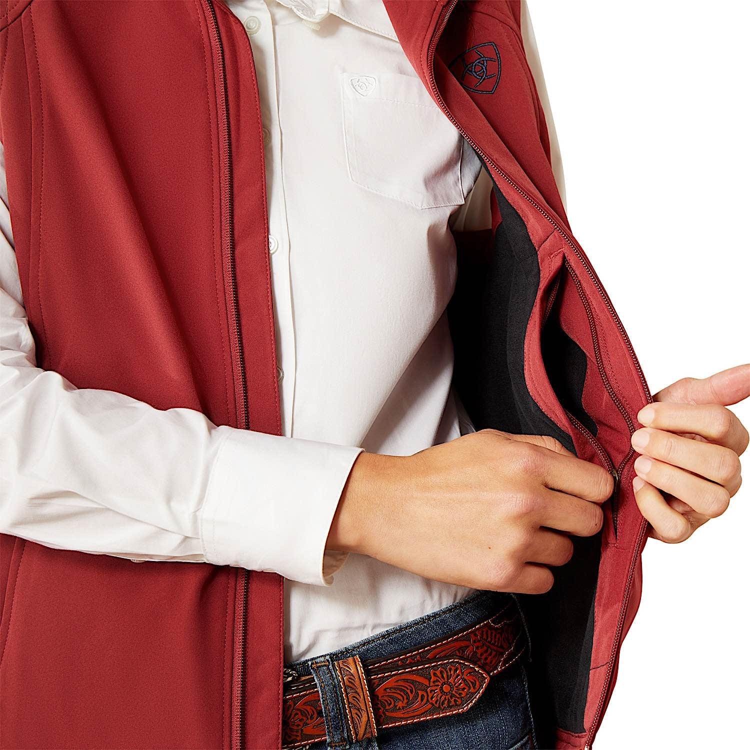 Ariat Women's Logo Softshell Vest - Burnt Russet / Stripe - Image 5