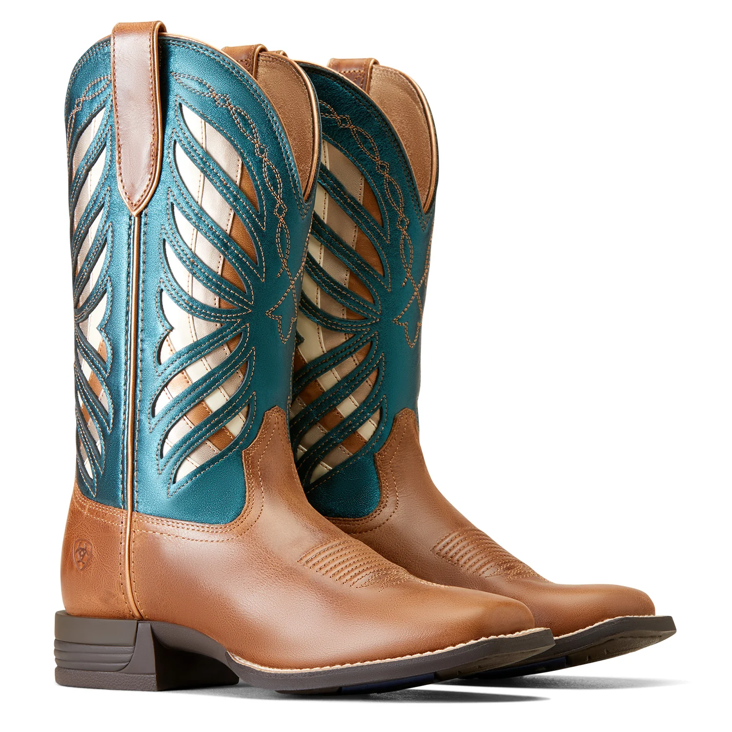 Ariat Women's Longview Western Boot Buttered Rum/Metallic Sea - Image 3