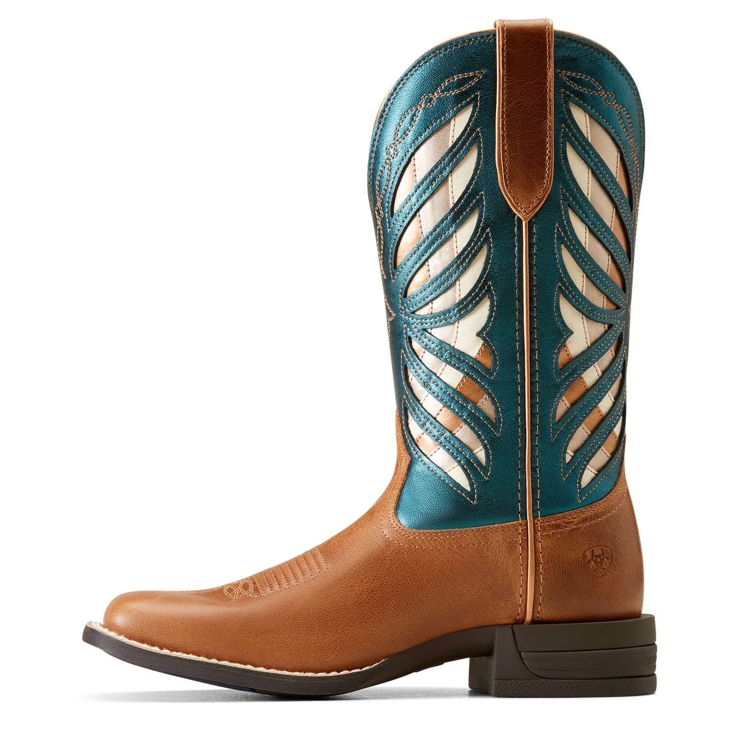 Ariat Women's Longview Western Boot Buttered Rum/Metallic Sea - Image 4