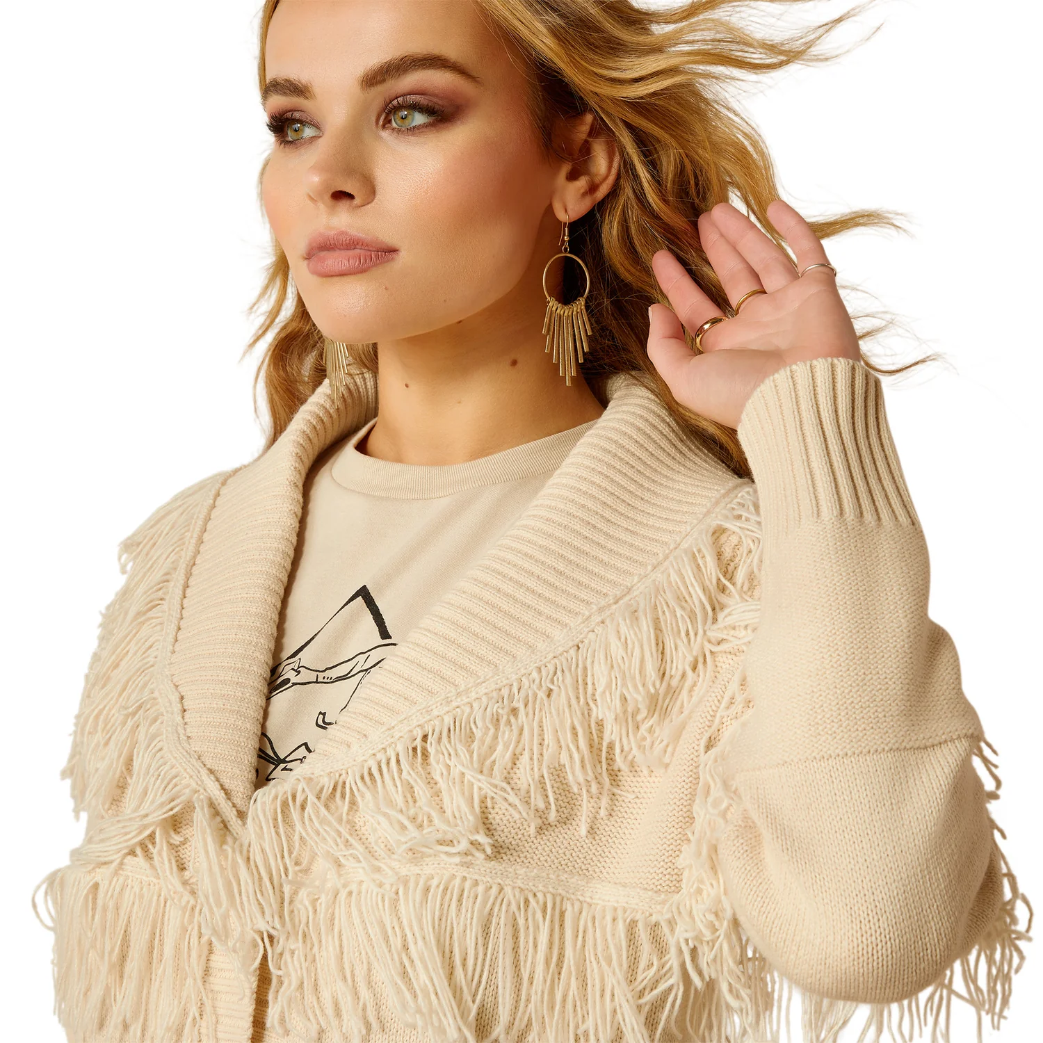 Ariat Women's Luz Fringe Sweater - Summer Sand - Image 3