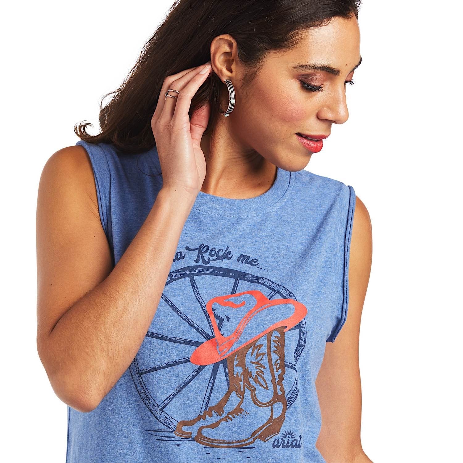 Ariat Women's Mama Sleeveless Tee Reykjavik Blue - Image 3