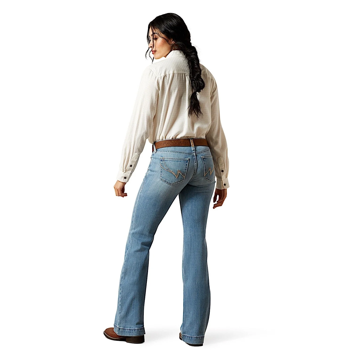 Ariat Women's Mid Rise Giovana Wide Leg Slim Trouser Jeans - Petaluma - Image 3