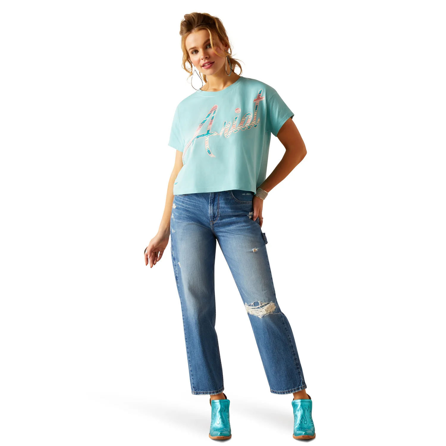Ariat Women's Mills Cropped T-Shirt - Marine Blue - Image 4