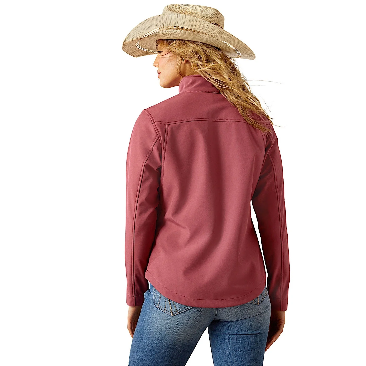 Ariat Women's New Team Softshell Jacket - Dry Rose/Mauve Blur - Image 2
