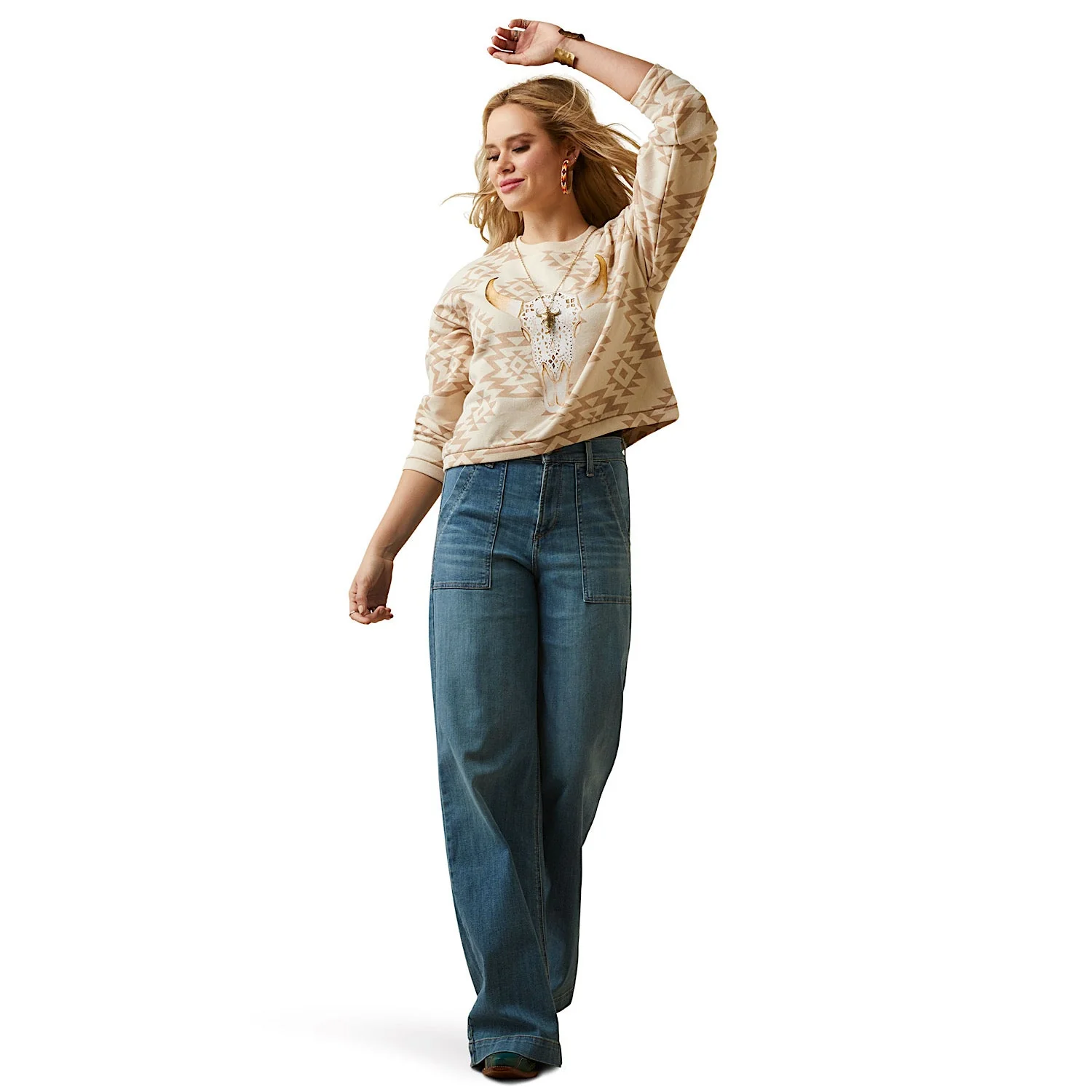Ariat Women's O'Keefe Sweatshirt Brazilian Sand - Image 4