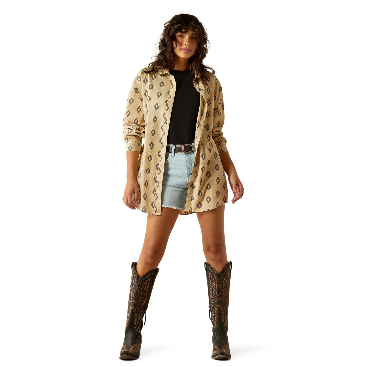 Ariat Women's Poppy Summer Overshirt Shirt - Isela Southwest Print - Image 4