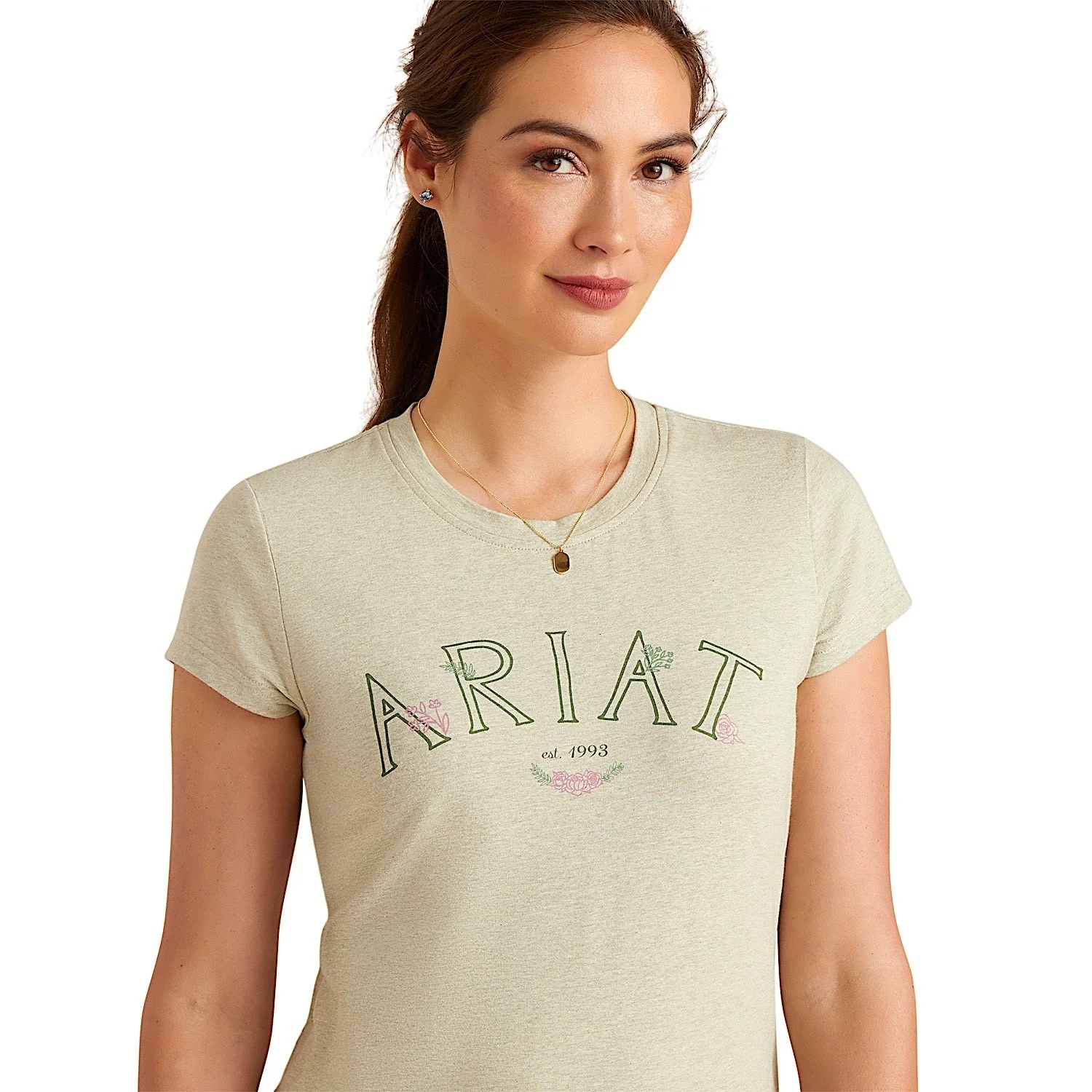 Ariat Women's Posey T-Shirt - Heather Laurel Green - Image 4