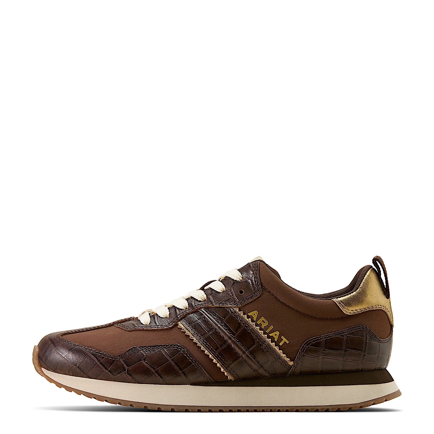 Ariat Women's Ranch Runner Shoe - Aged Tan/Luxe Espresso Croc Print - Image 2