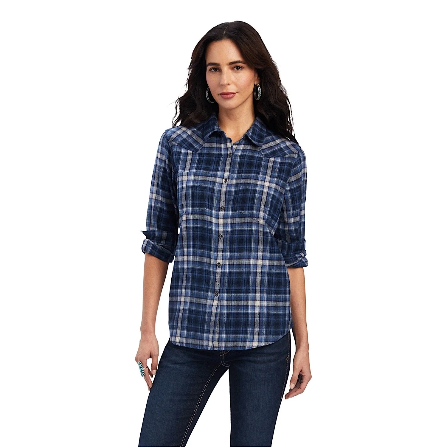 Ariat Women's REAL Billie Jean Shirt - Blue Skies Plaid