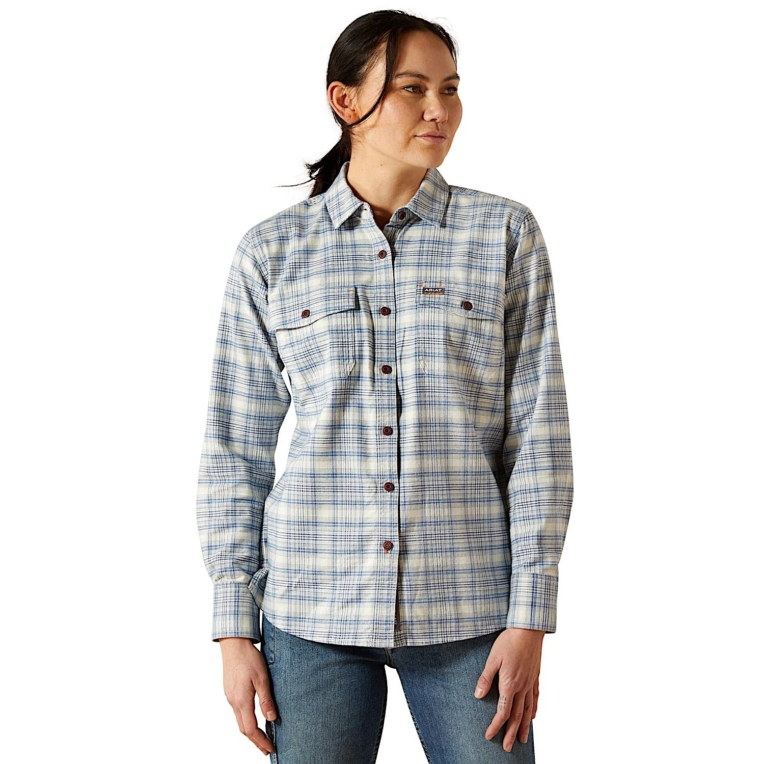 Ariat Women's Rebar Durastretch Flannel Workshirt - Vanilla Ice